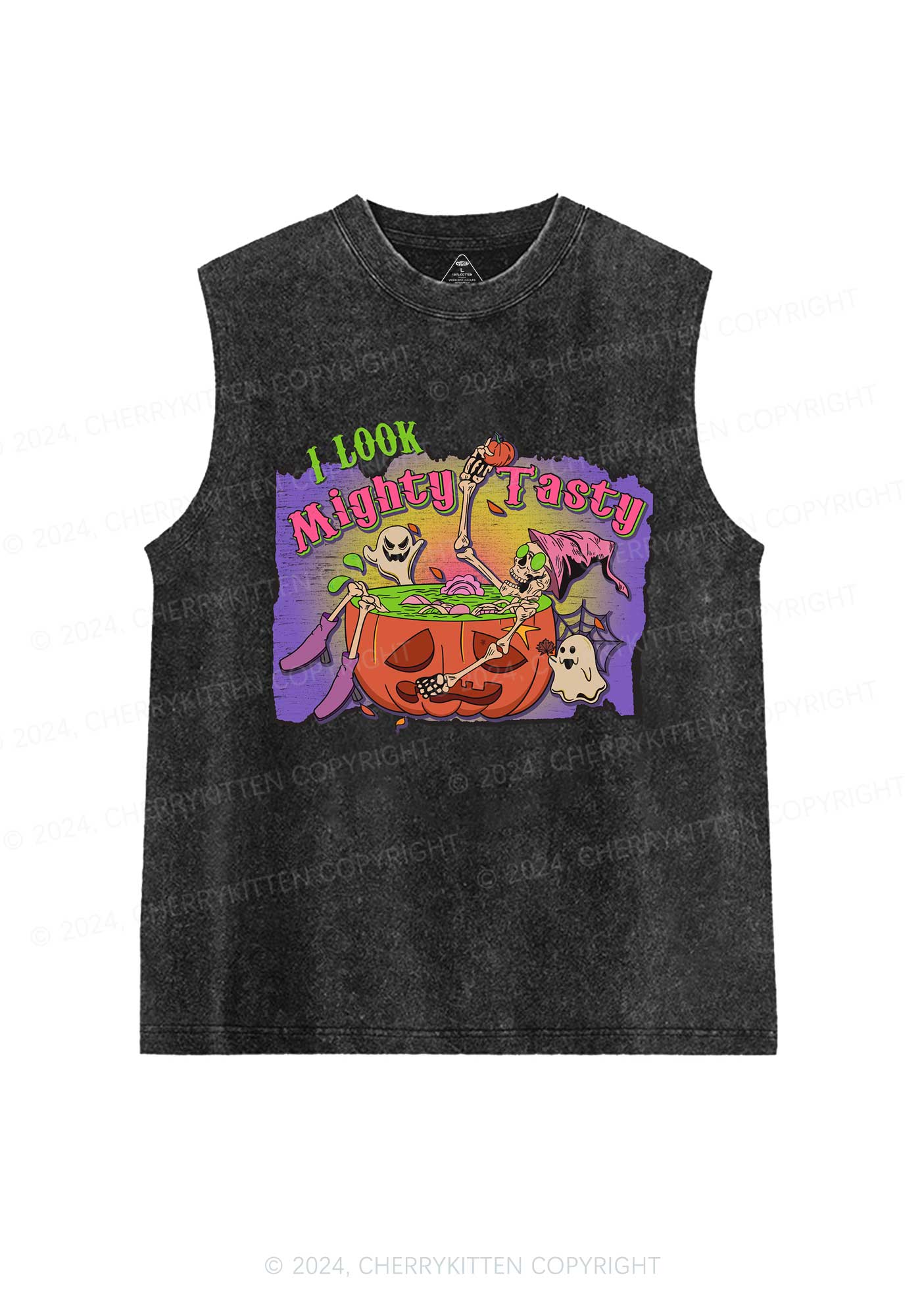 Mighty Tasty Halloween Y2K Washed Tank Cherrykitten