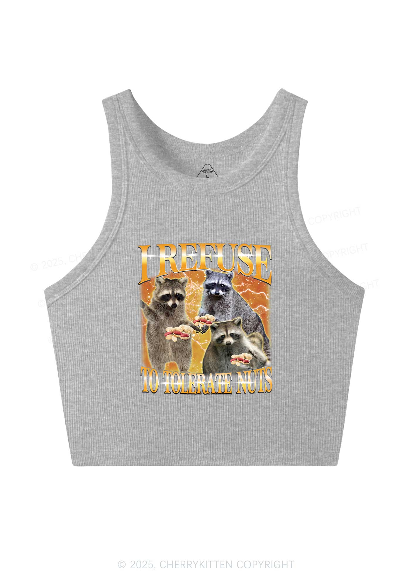 Retro Raccoon Nuts Y2K Crop Tank Top Cherrykitten
