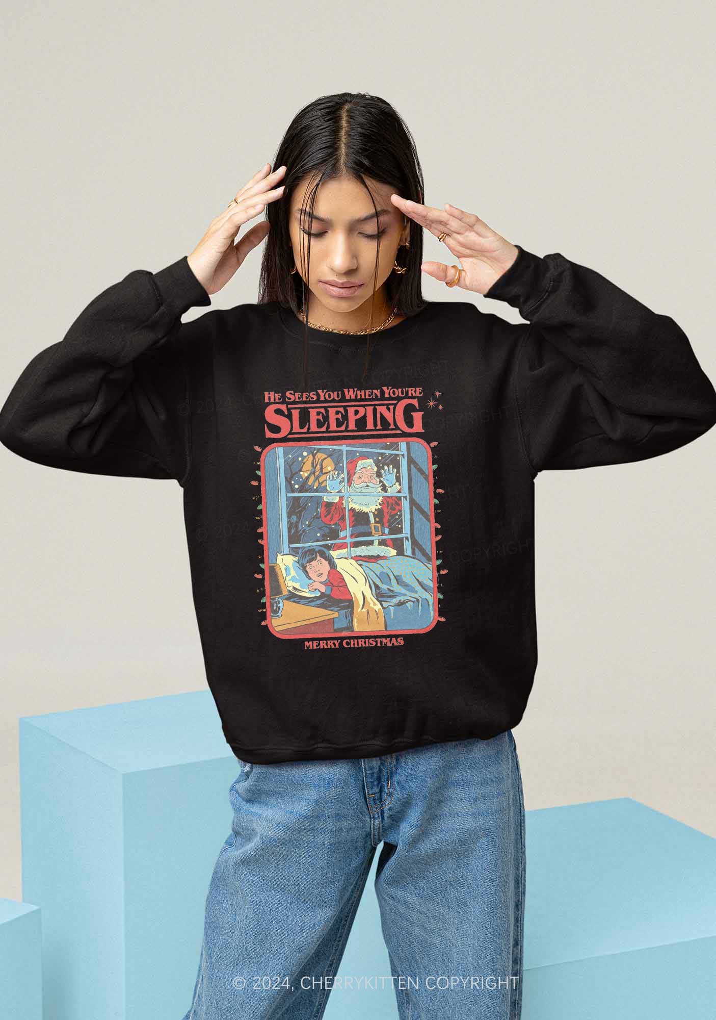 Santa Claus Sees You Y2K Sweatshirt Cherrykitten