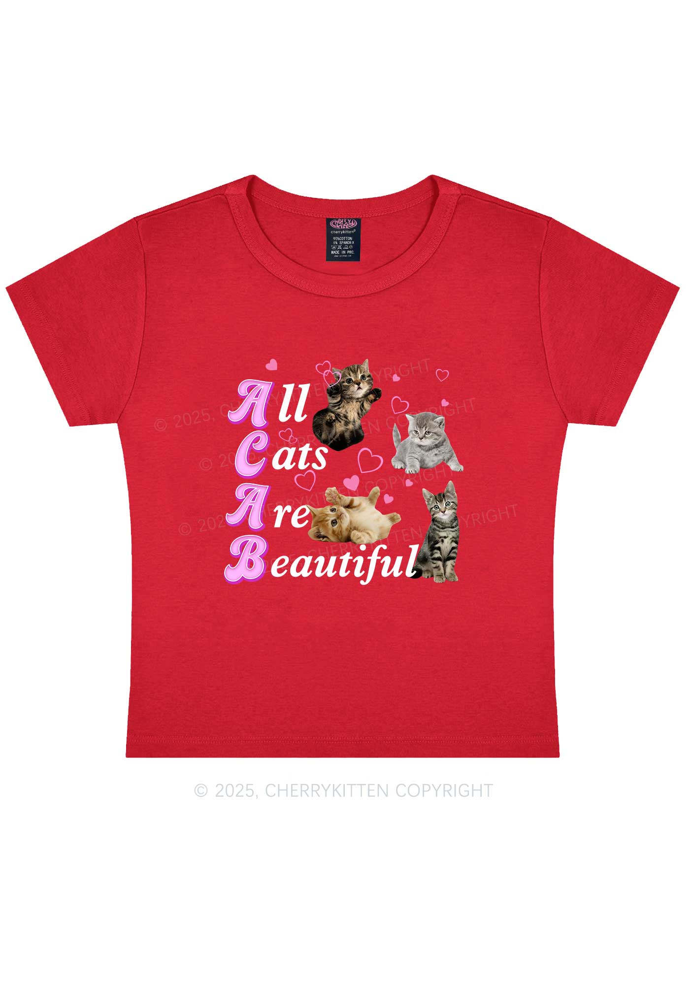 All Cats Are Beautiful Y2K Baby Tee Cherrykitten
