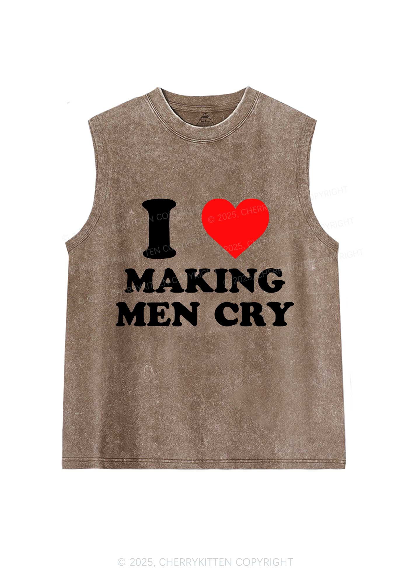 I Love Making Men Cry Y2K Washed Muscle Tank Cherrykitten