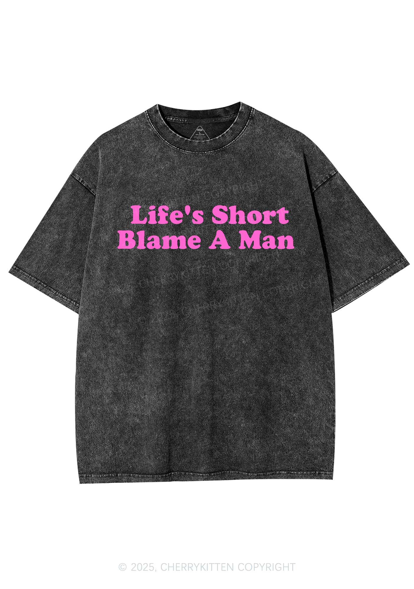 Blame A Man Y2K Shirts Washed Tee Cherrykitten