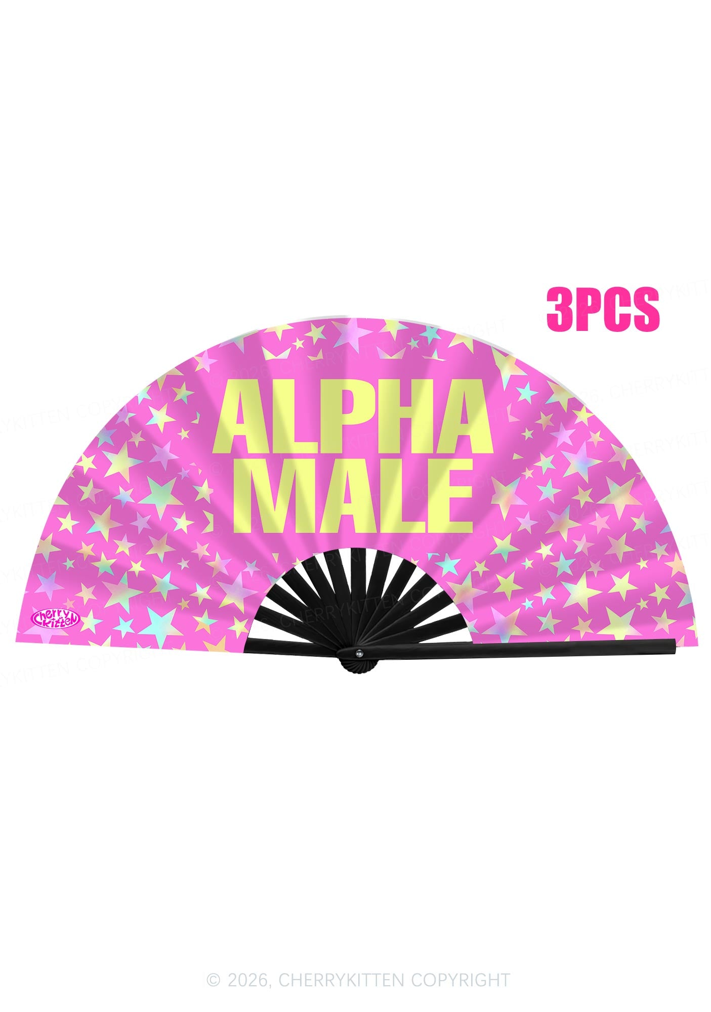 Hot Pink Alpha Male Y2K Rave Hand Fan Cherrykitten