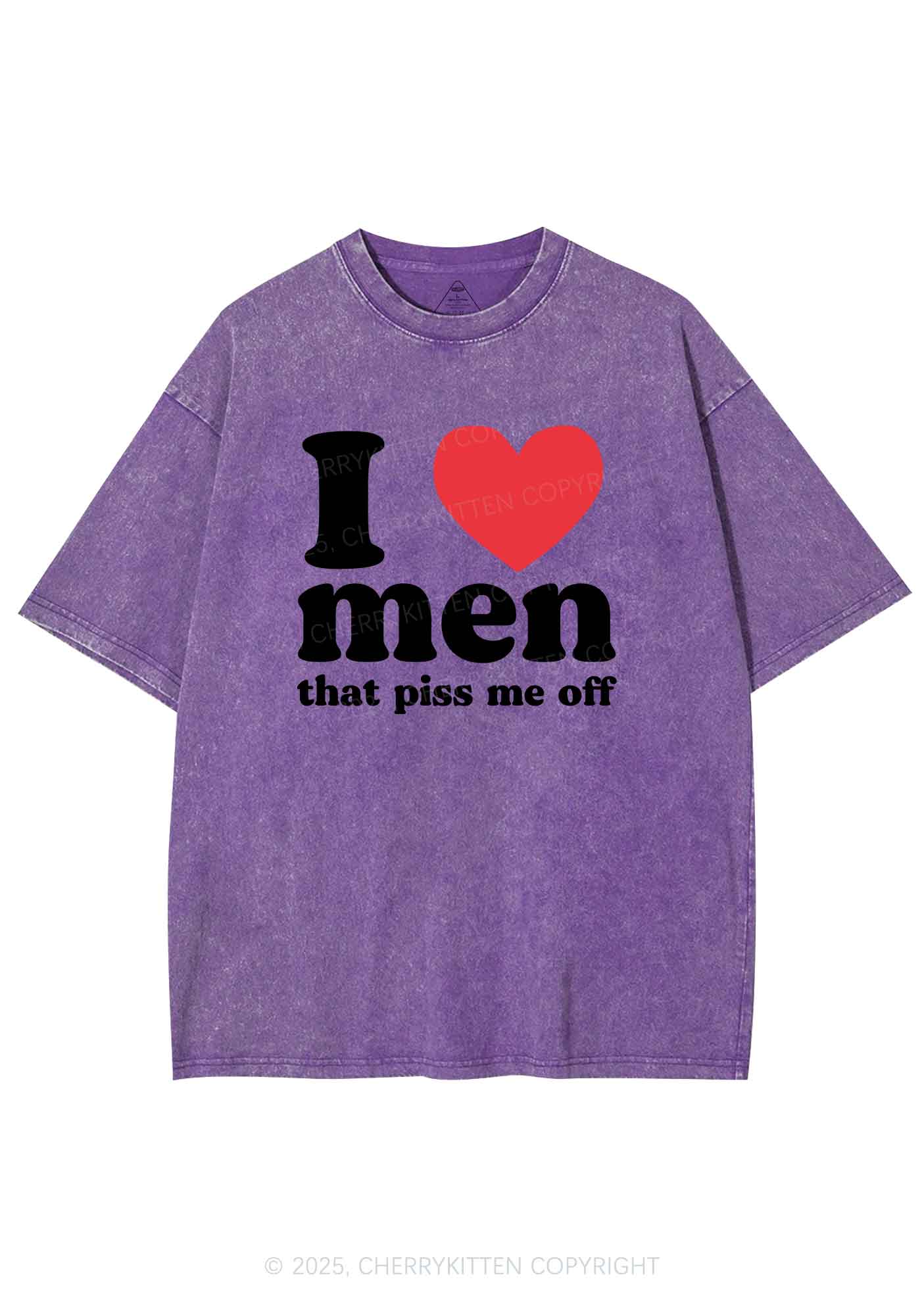 I Love Men Piss Me Off Y2K Shirts Washed Tee Cherrykitten