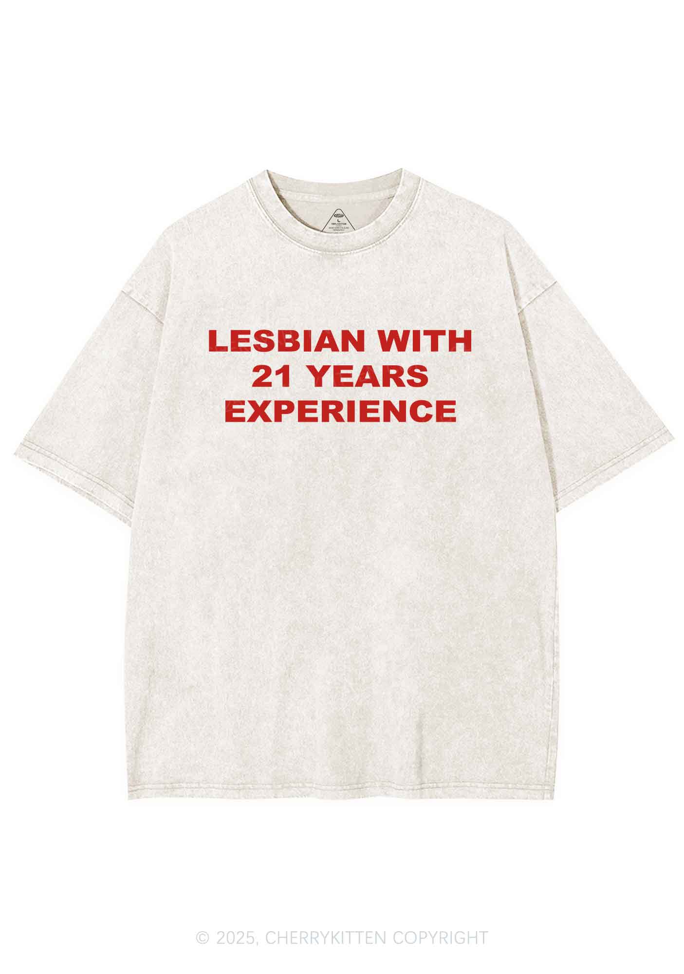 Custom Lesbian Experience Pride Y2K Shirts Washed Tee Cherrykitten