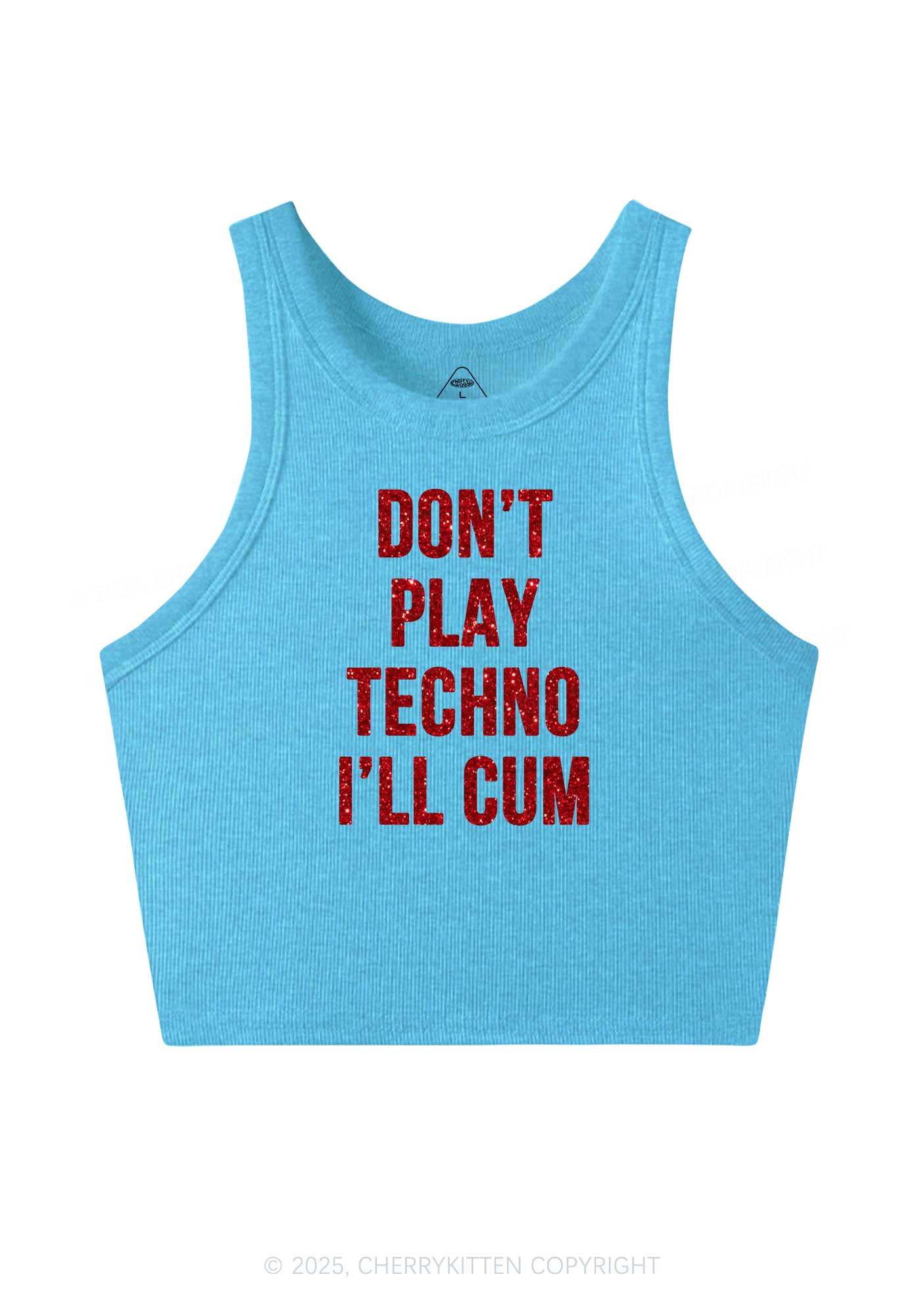 Glitter Dont Play Techno Y2K Crop Tank Top Cherrykitten
