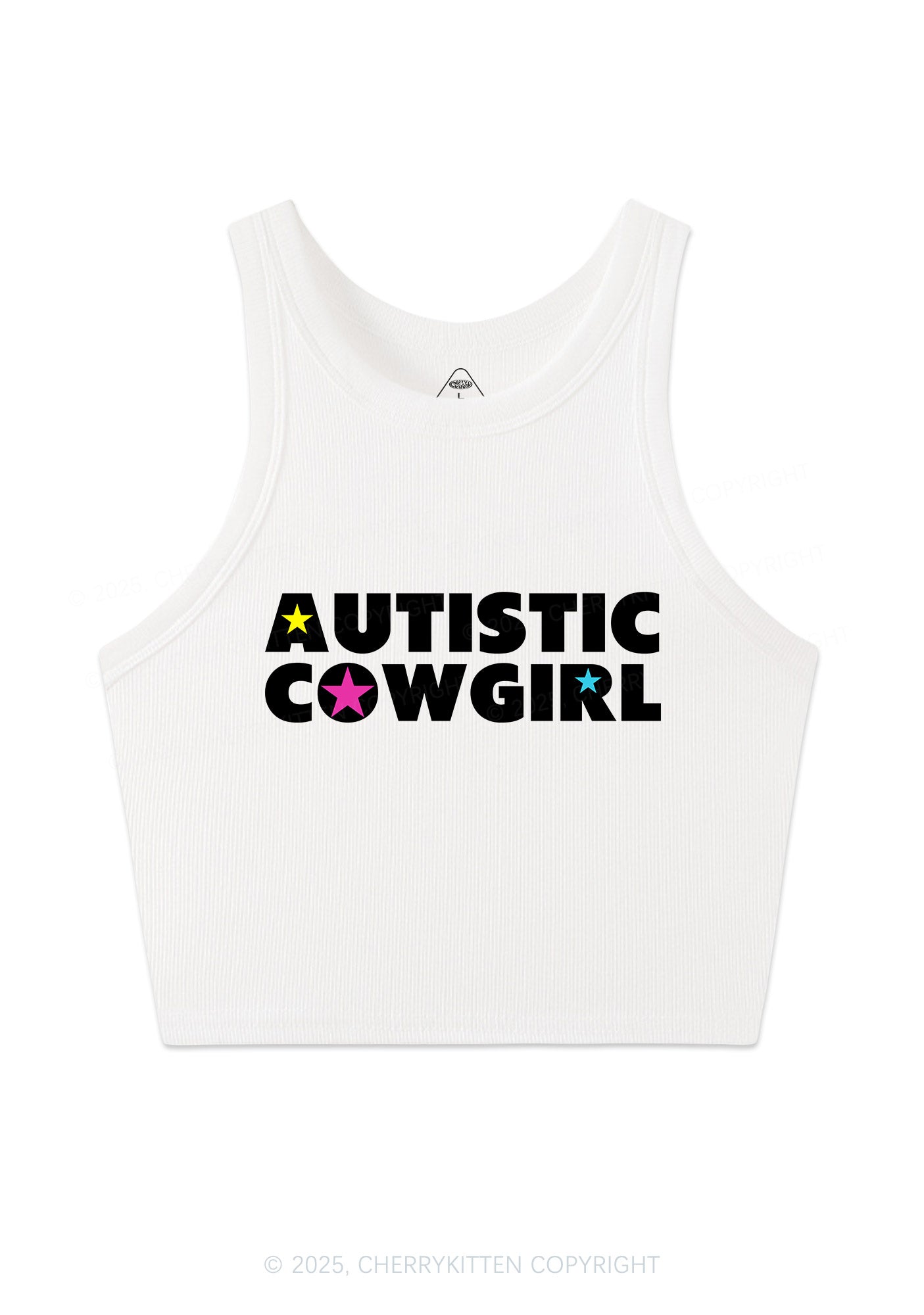 Autistic Cowgirl Y2K Crop Tank Top Cherrykitten