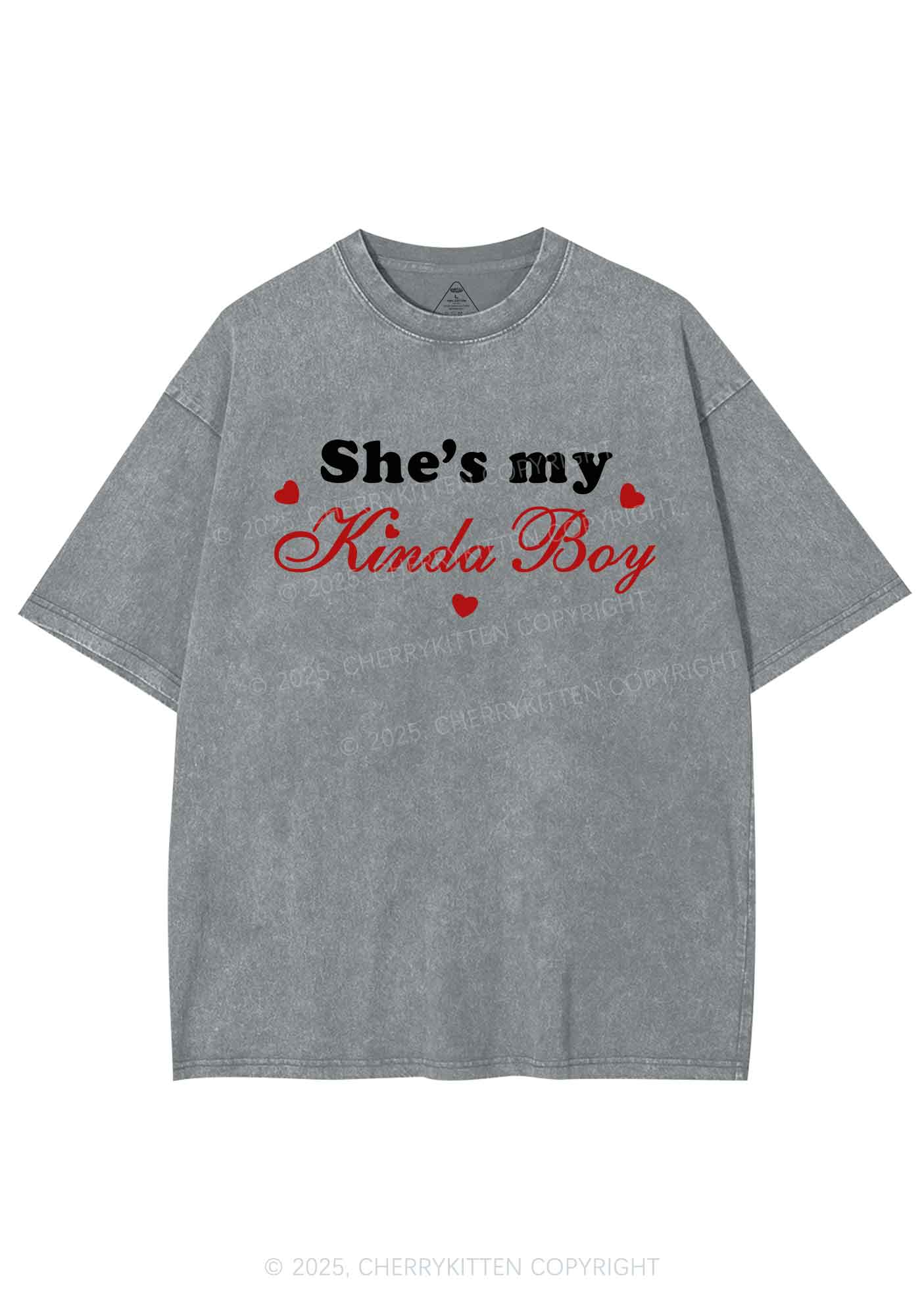 Shes My Kinda Boy Pride Y2K Shirts Washed Tee Cherrykitten