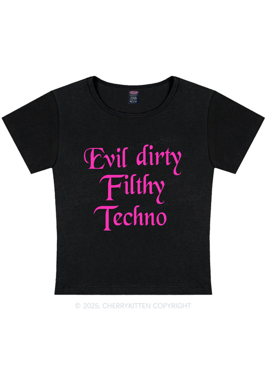 Evil Dirty Filthy Techno Y2K Baby Tee Cherrykitten
