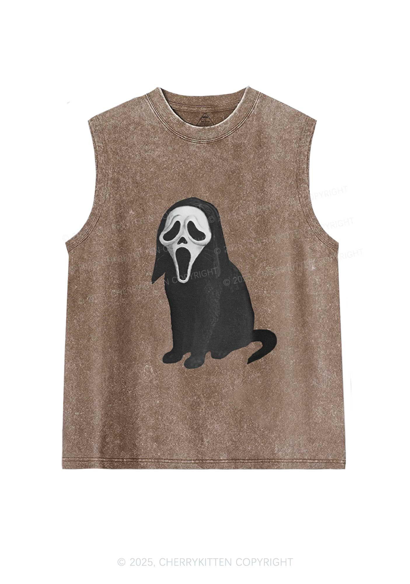 Halloween Ghostcat Y2K Washed Muscle Tank Cherrykitten