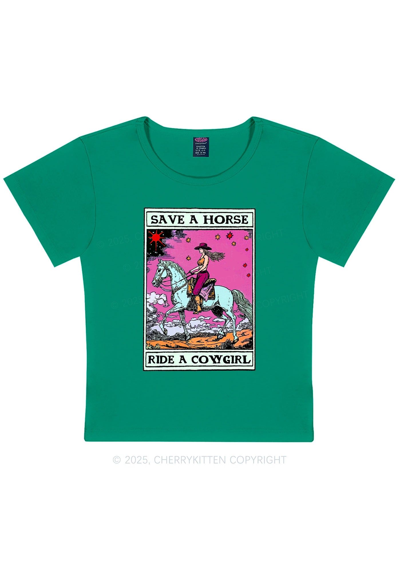 Save Horse Ride Cowgirl Pride Y2K Baby Tee Cherrykitten