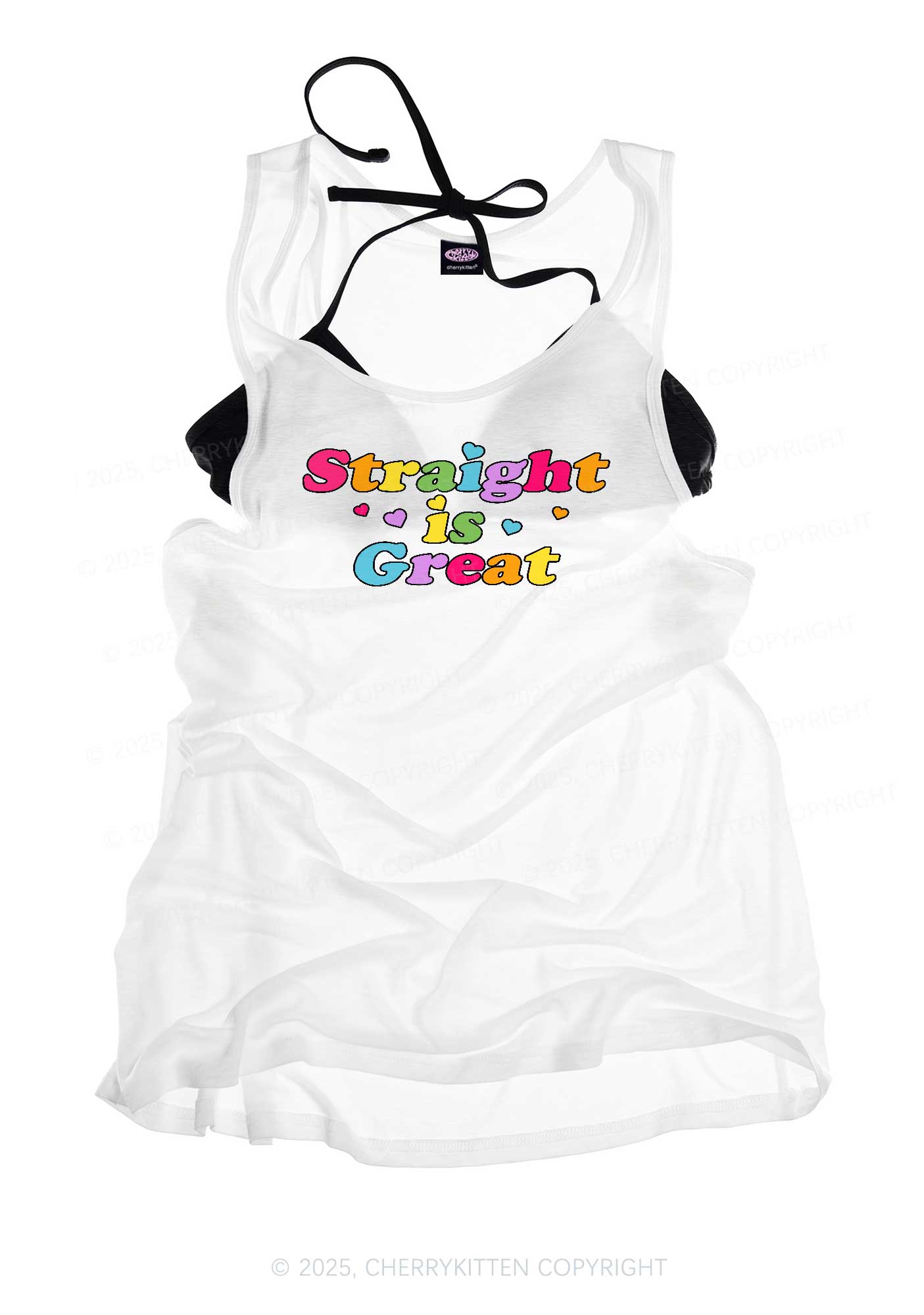 Straight Is Great Pride Y2K Sheer Boyfriend Tank Cherrykitten