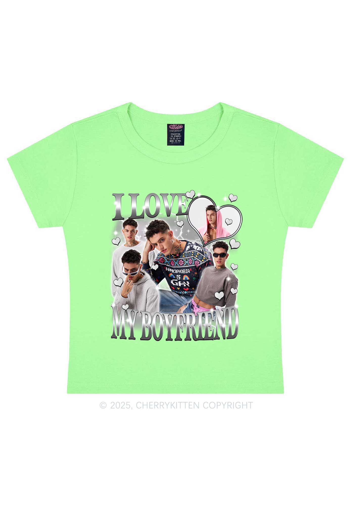 Custom Sparkly Heart I Love BF GF Y2K Baby Tee Cherrykitten