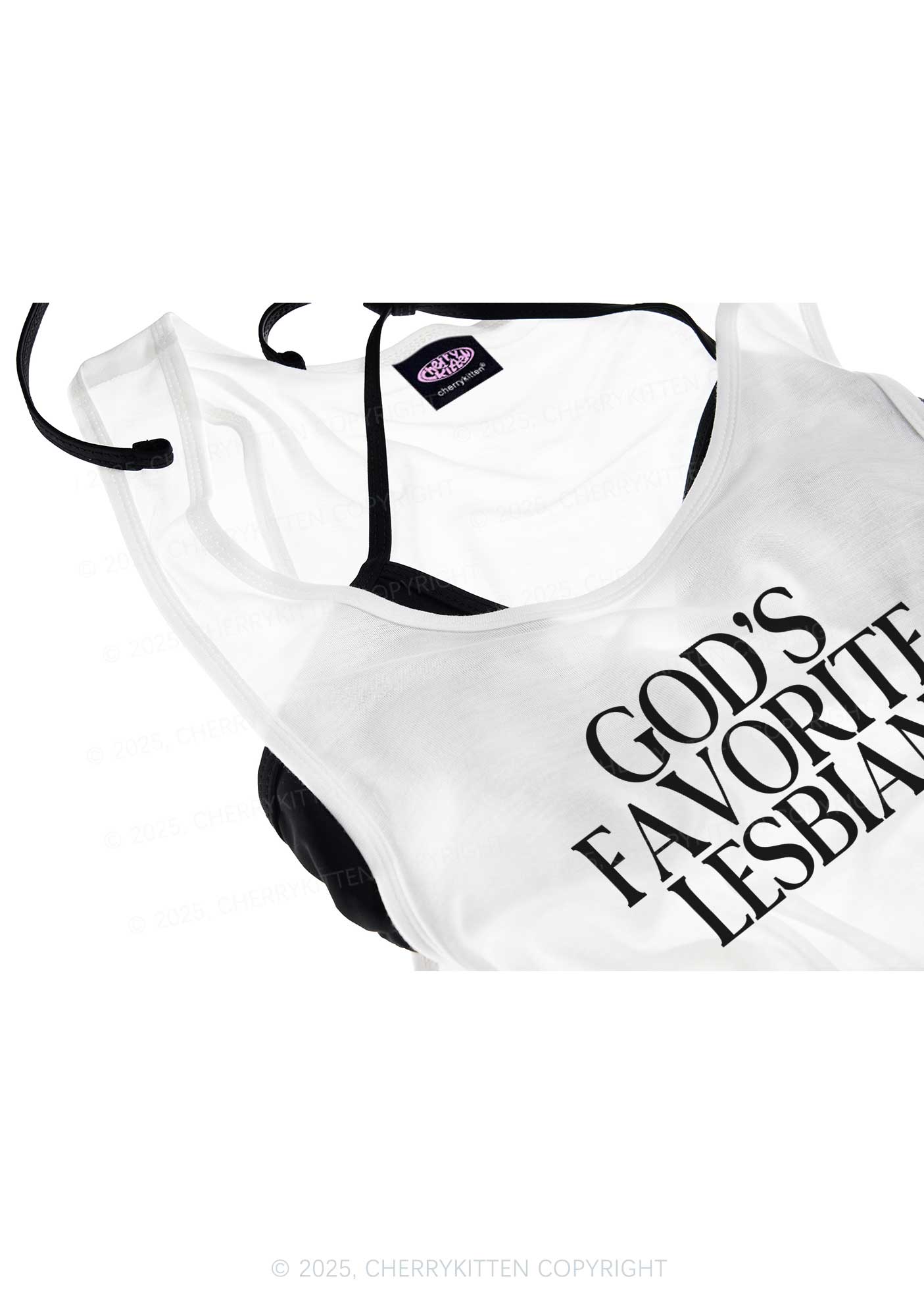 Gods Favorite Lesbian Pride Y2K Sheer Boyfriend Tank Cherrykitten