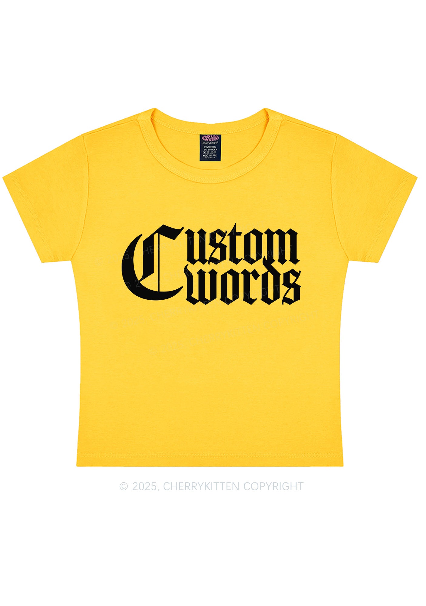 Custom Text Gothic Font Y2K Baby Tee Cherrykitten