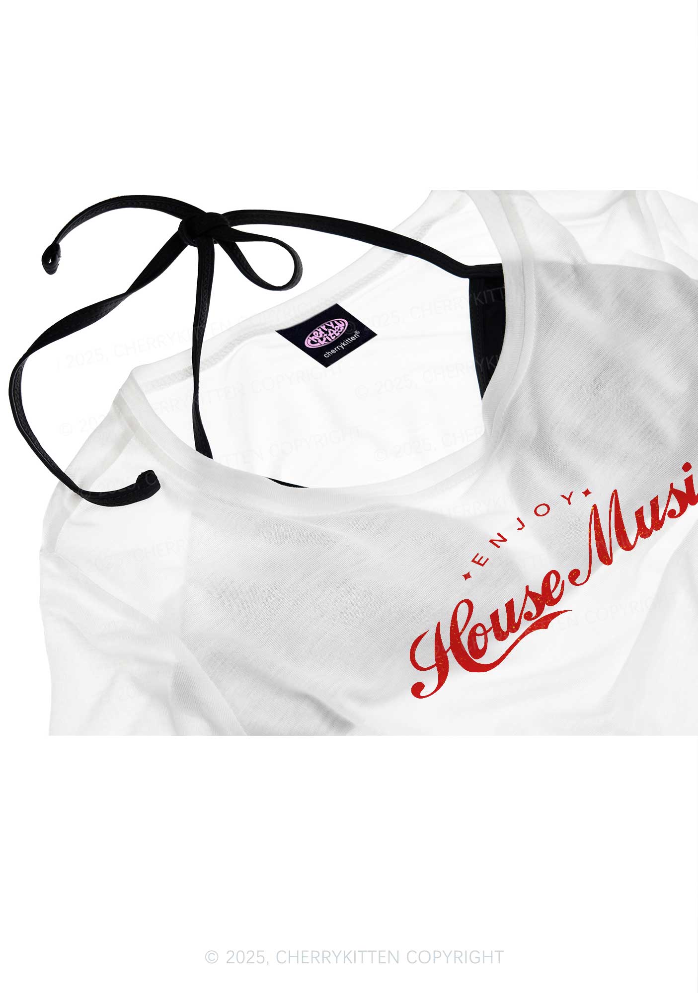 Enjoy House Music Y2K Sheer Boyfriend Tee Cherrykitten