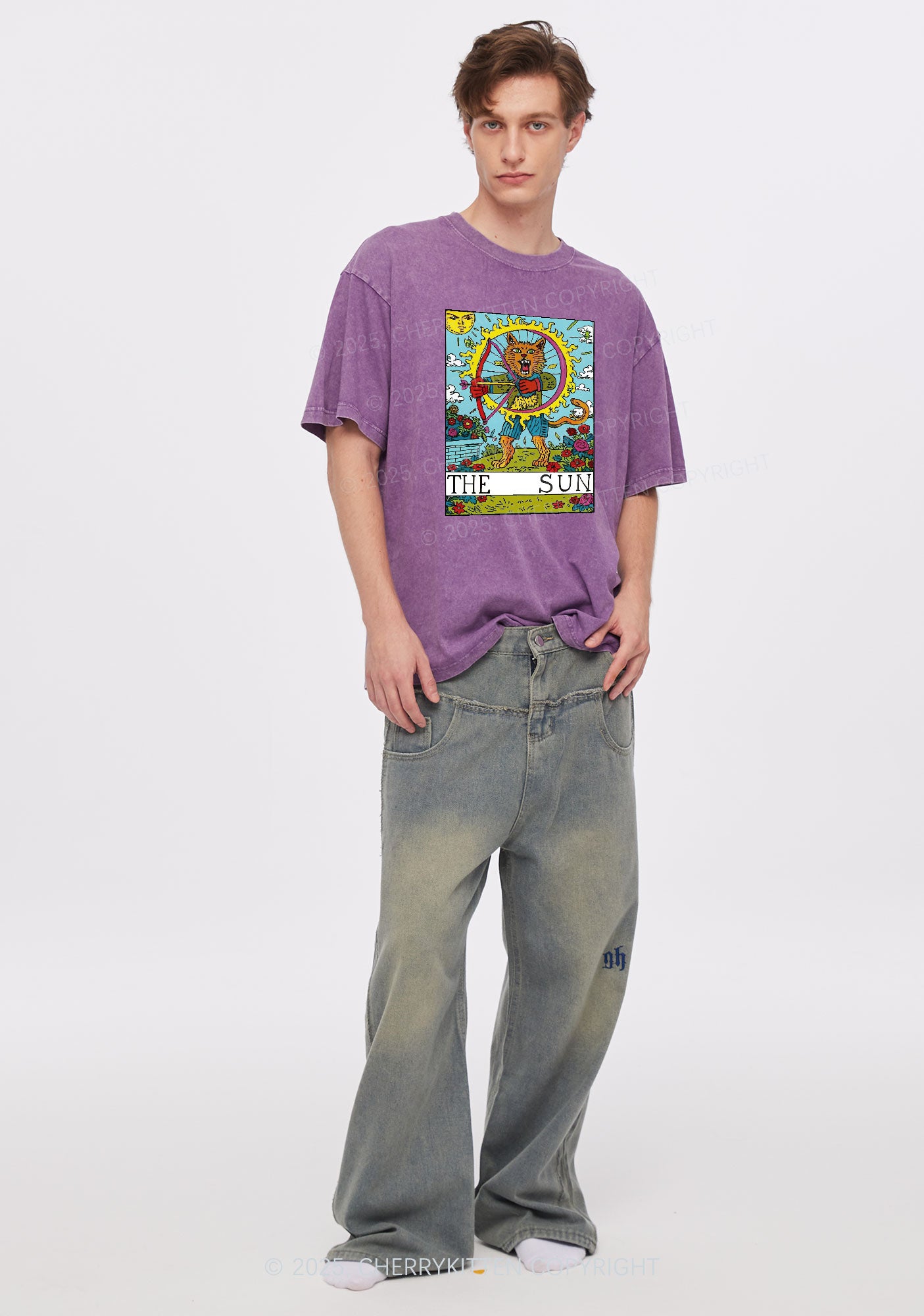 The Sun Cat Y2K Washed Tee Cherrykitten