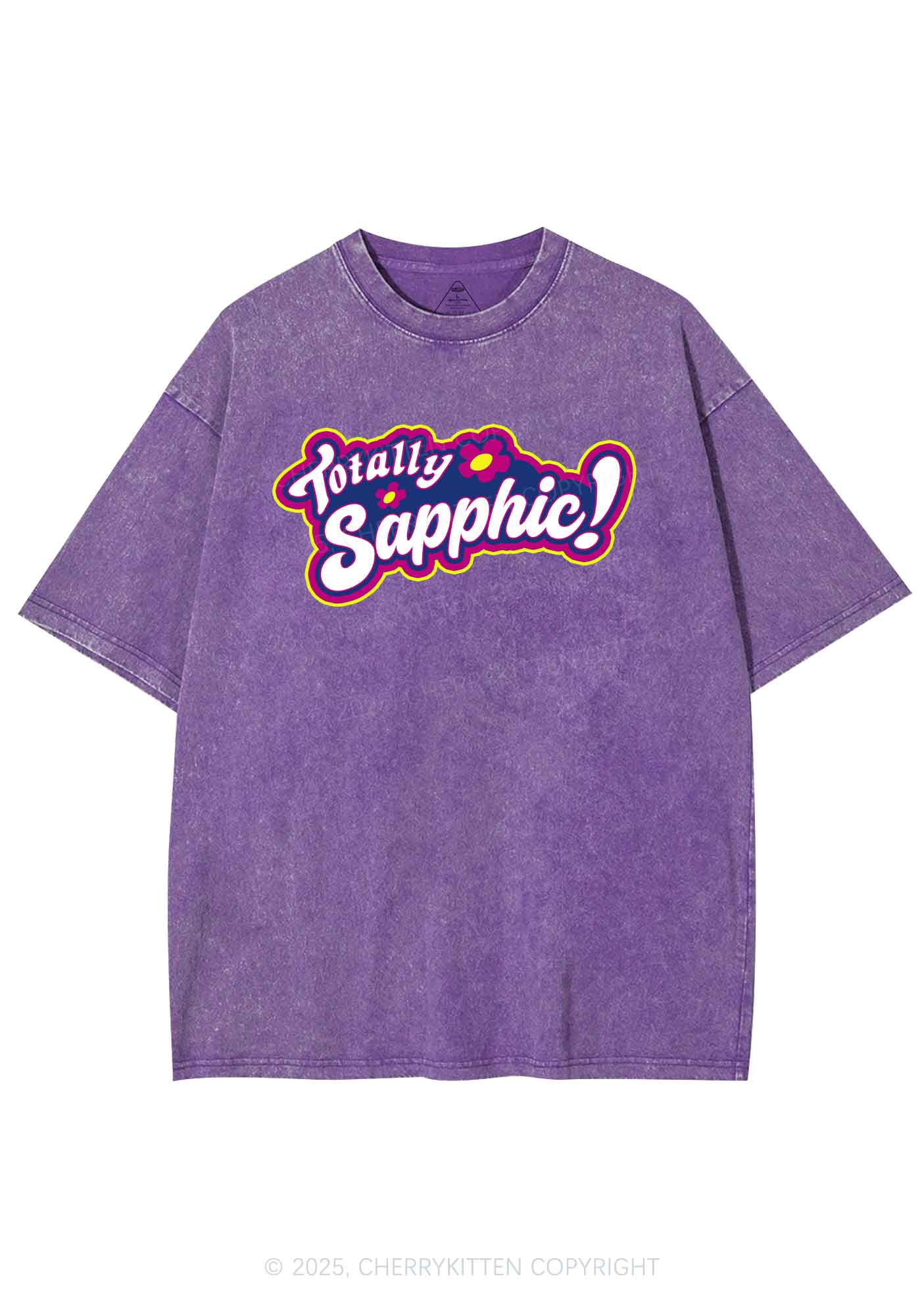 Totally Sapphic Pride Y2K Shirts Washed Tee Cherrykitten