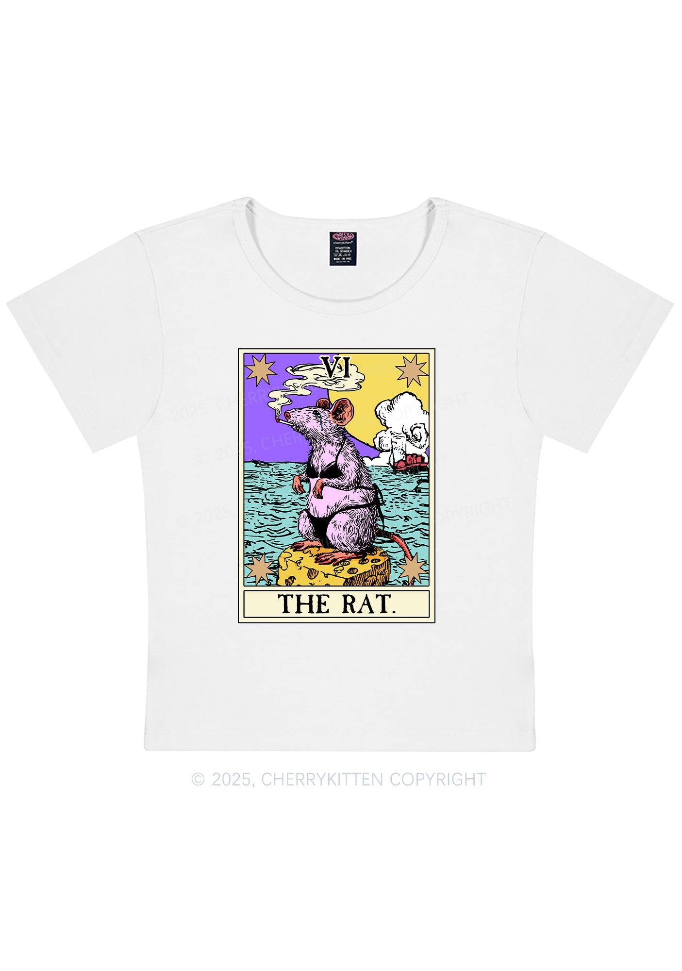 The Rat Smoking Y2K Baby Tee Cherrykitten