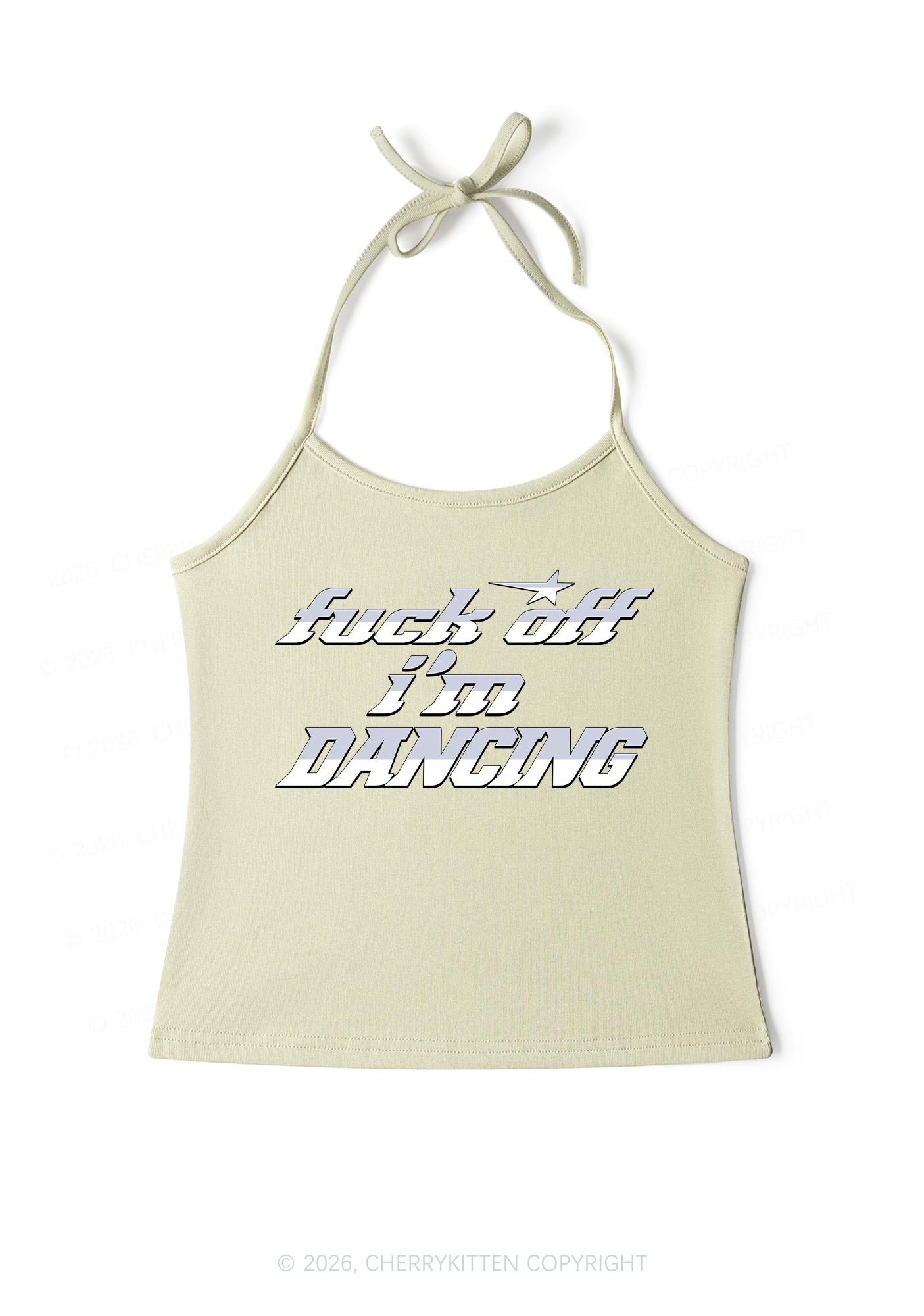 Fxxk Off Im Dancing Y2K Halter Neck Cami Cherrykitten