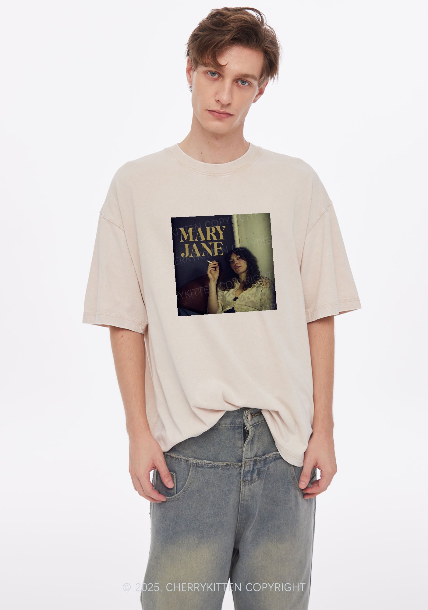 Smoking Woman Y2K Washed Tee Cherrykitten