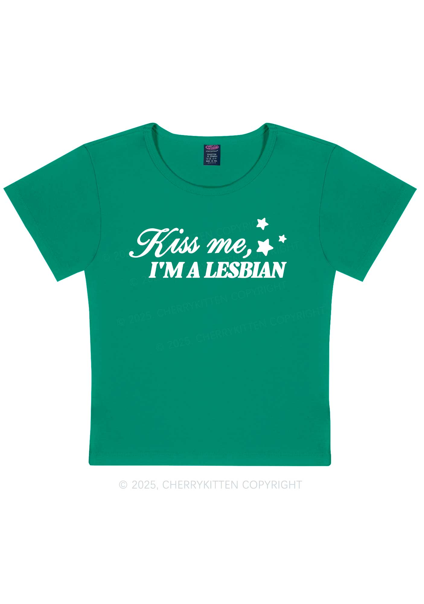 Kiss Me Im Lesbian Pride Y2K Baby Tee Cherrykitten