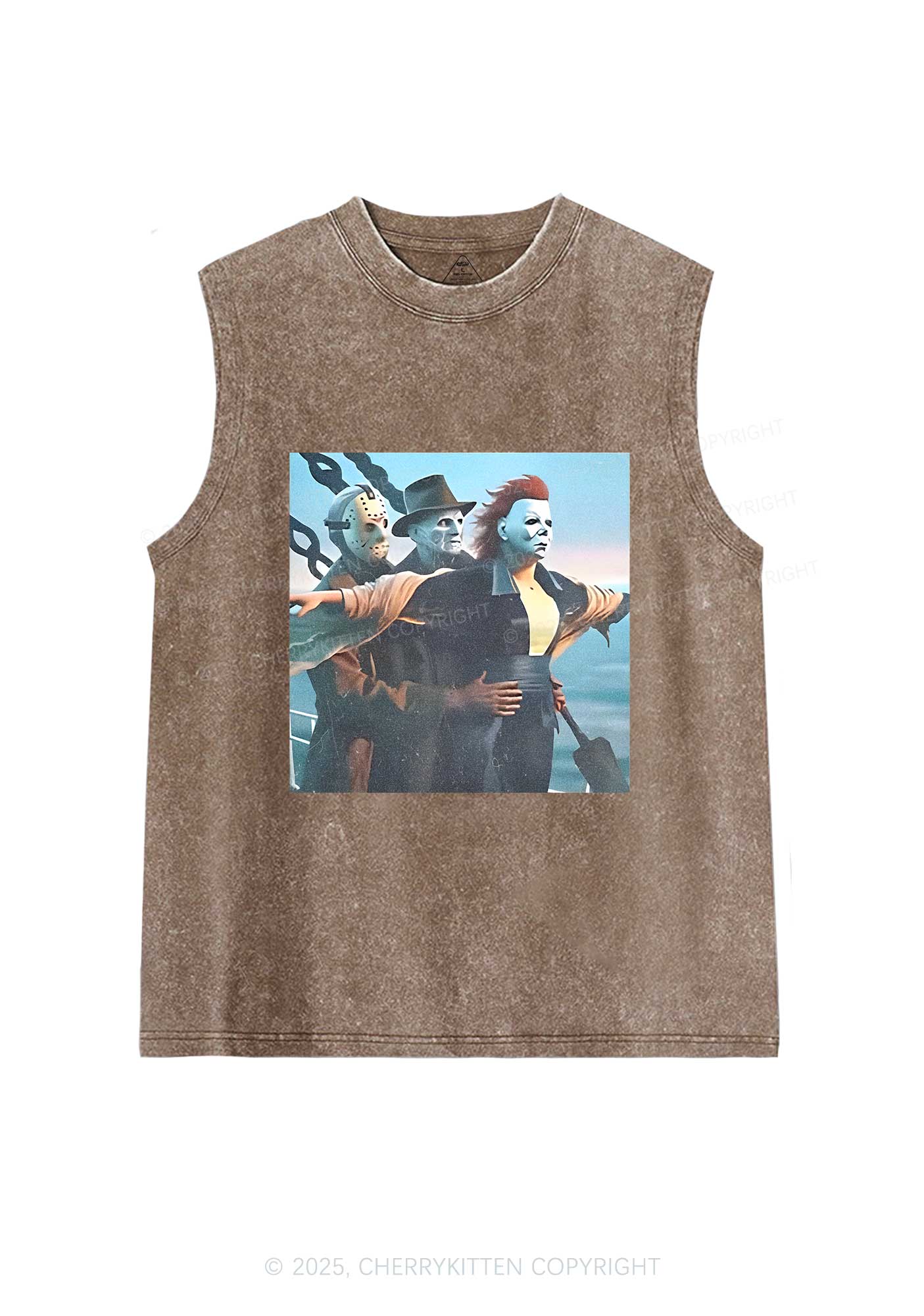 Halloween Horror Characters Y2K Washed Muscle Tank Cherrykitten