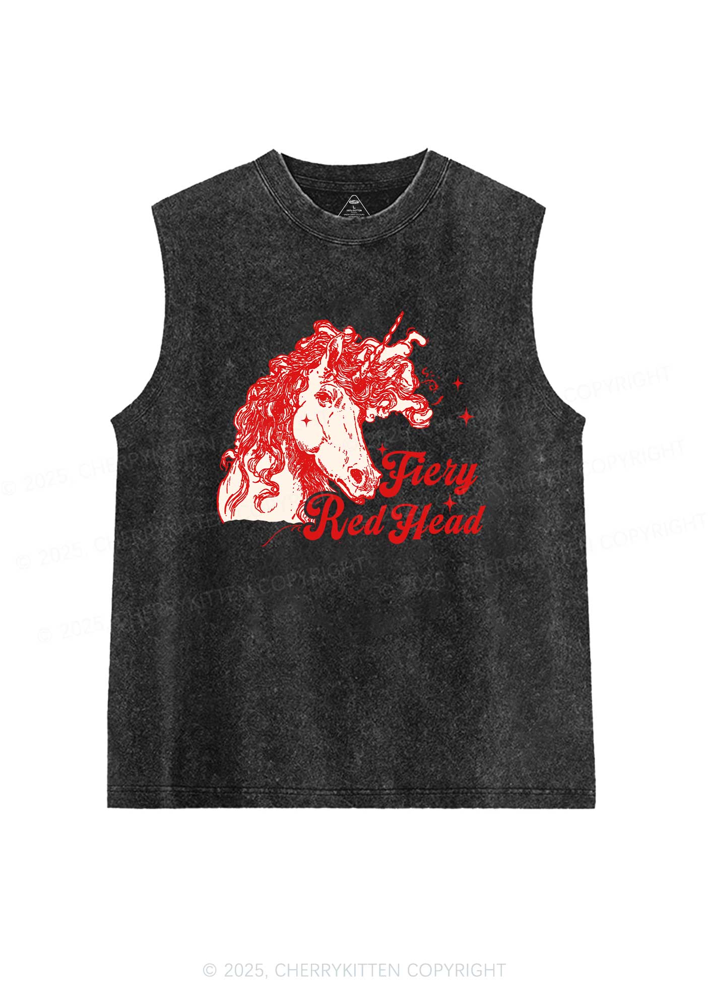 Fiery Red Head Y2K Washed Muscle Tank Cherrykitten