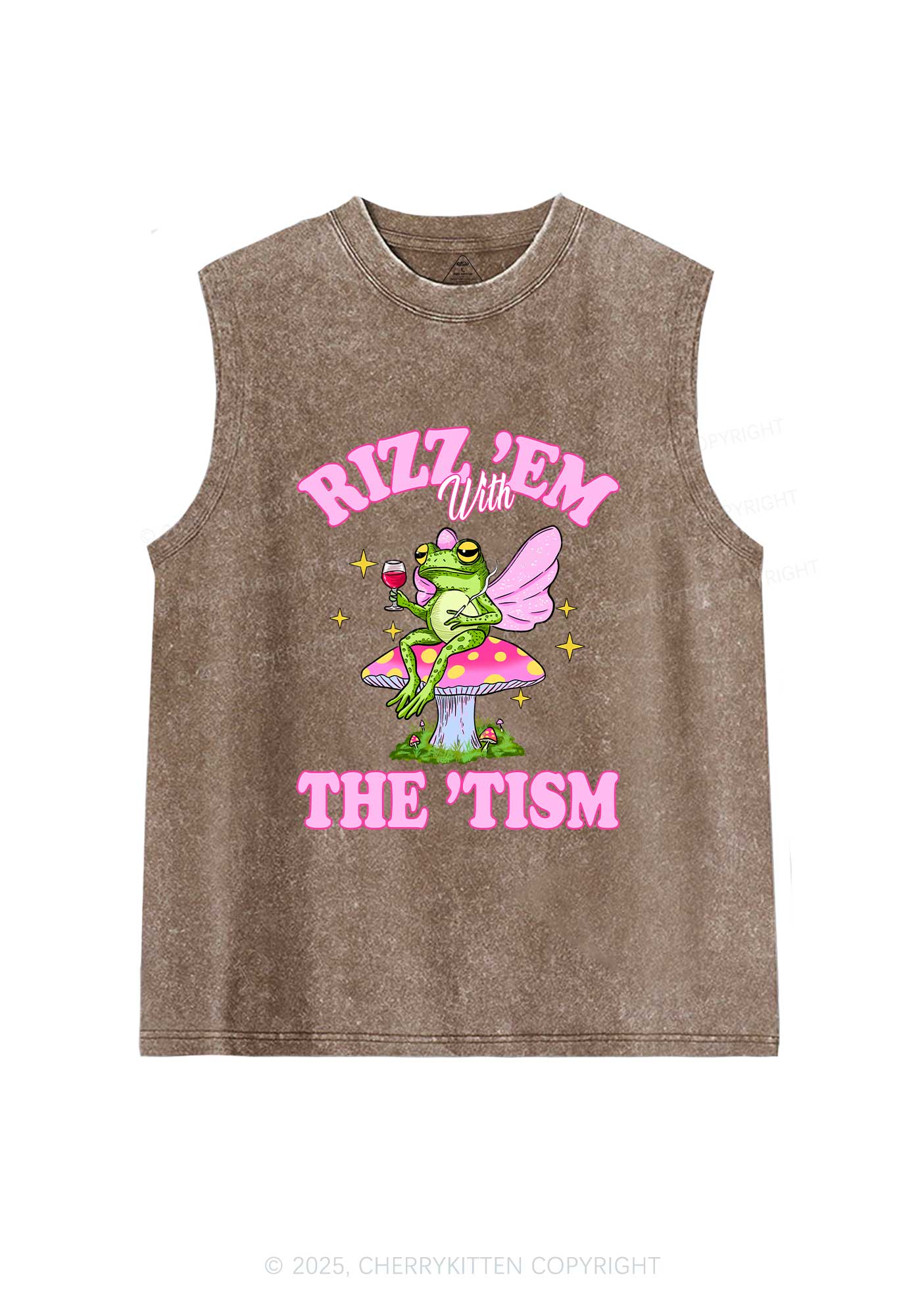 Fairy Frog Rizz Tism Y2K Washed Muscle Tank Cherrykitten