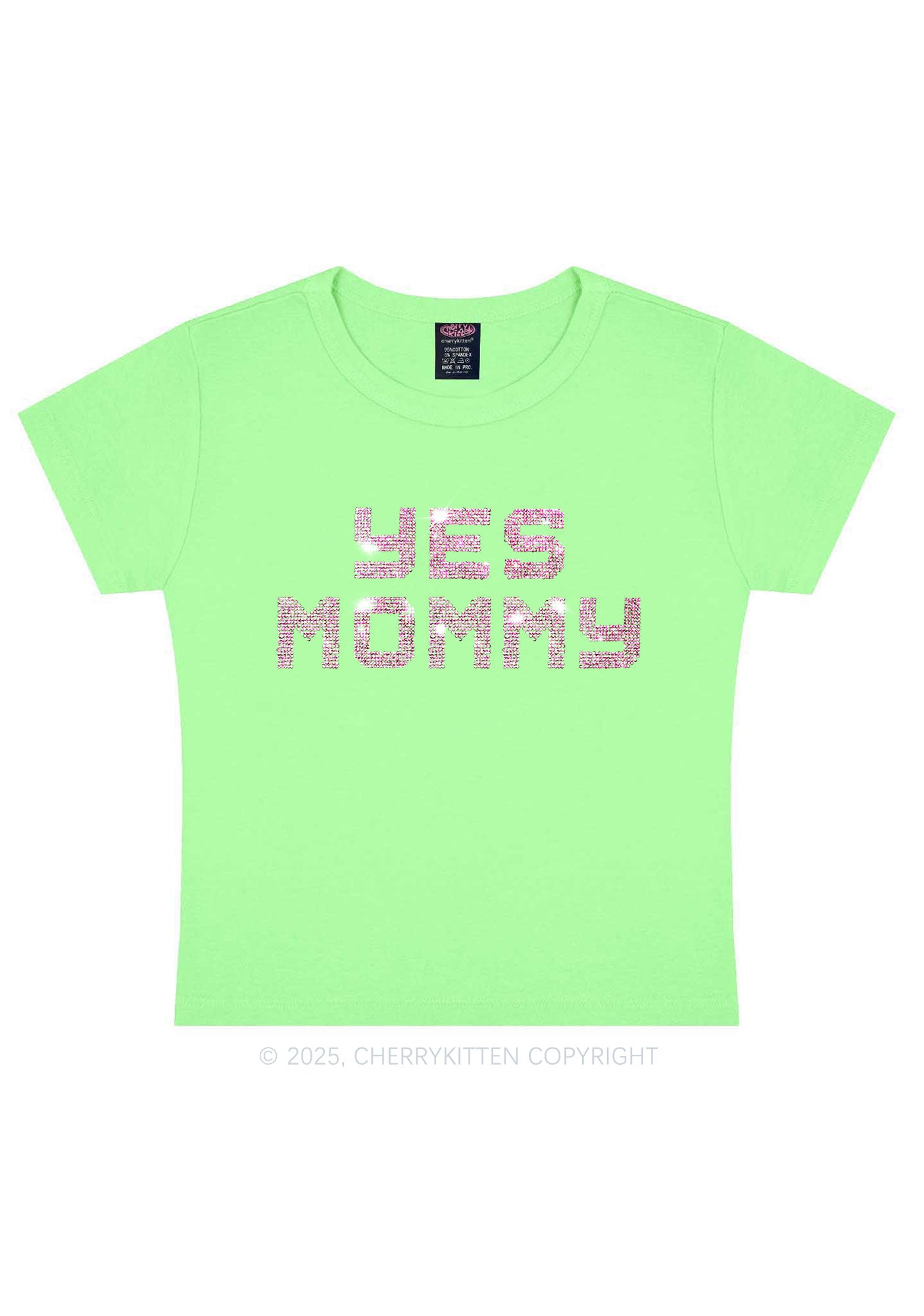 Rhinestone Yes Mommy Y2K Baby Tee Cherrykitten