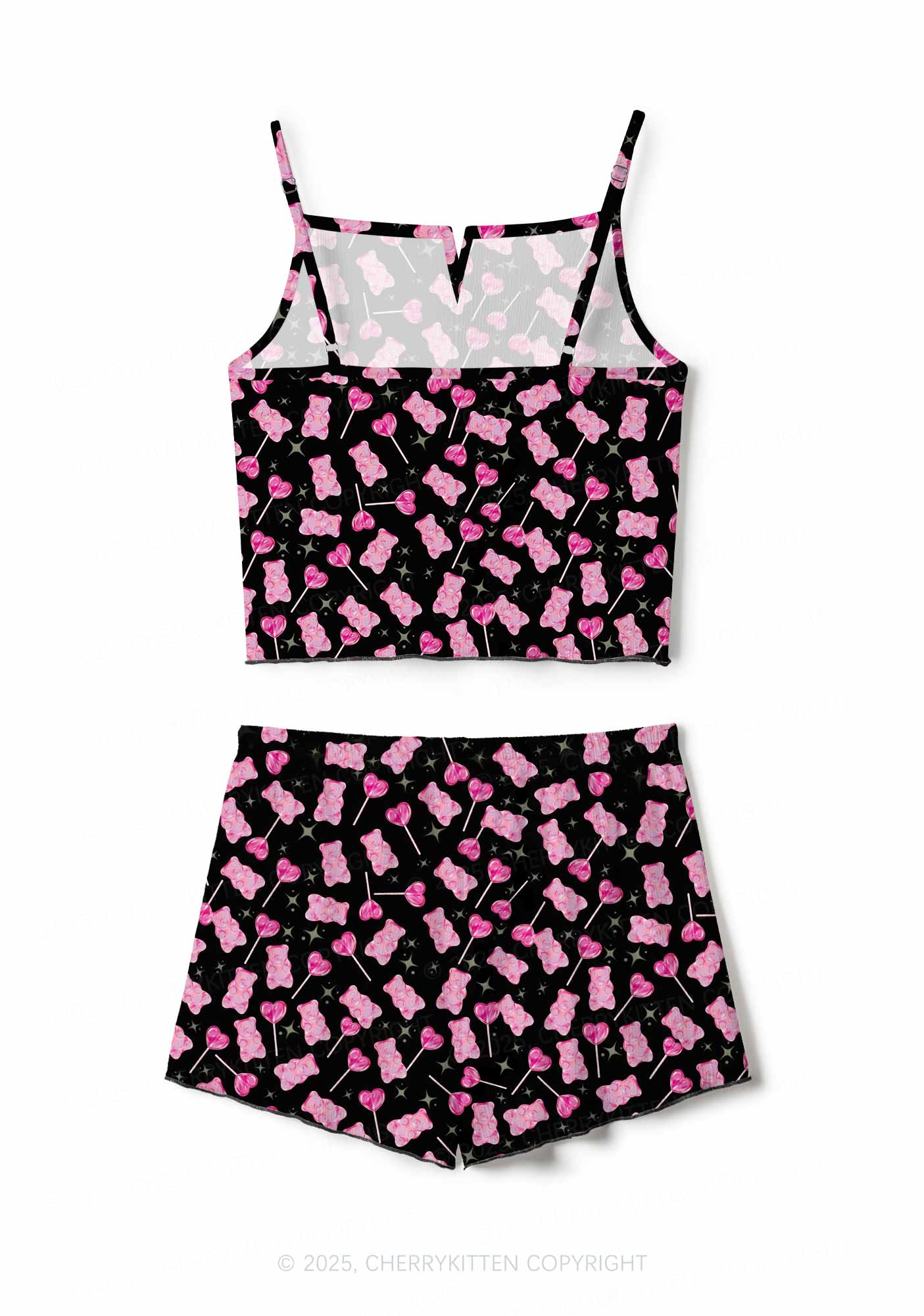 Lollipops Gummies Valentine's Day Y2K Print Cami Shorts Pajama Set Cherrykitten