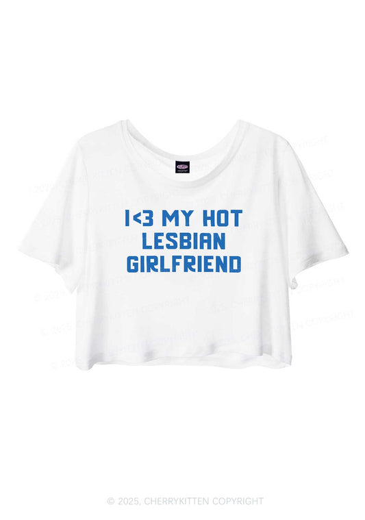 My Hot Lesbian GF Pride Y2K Sheer Crop Tee Cherrykitten