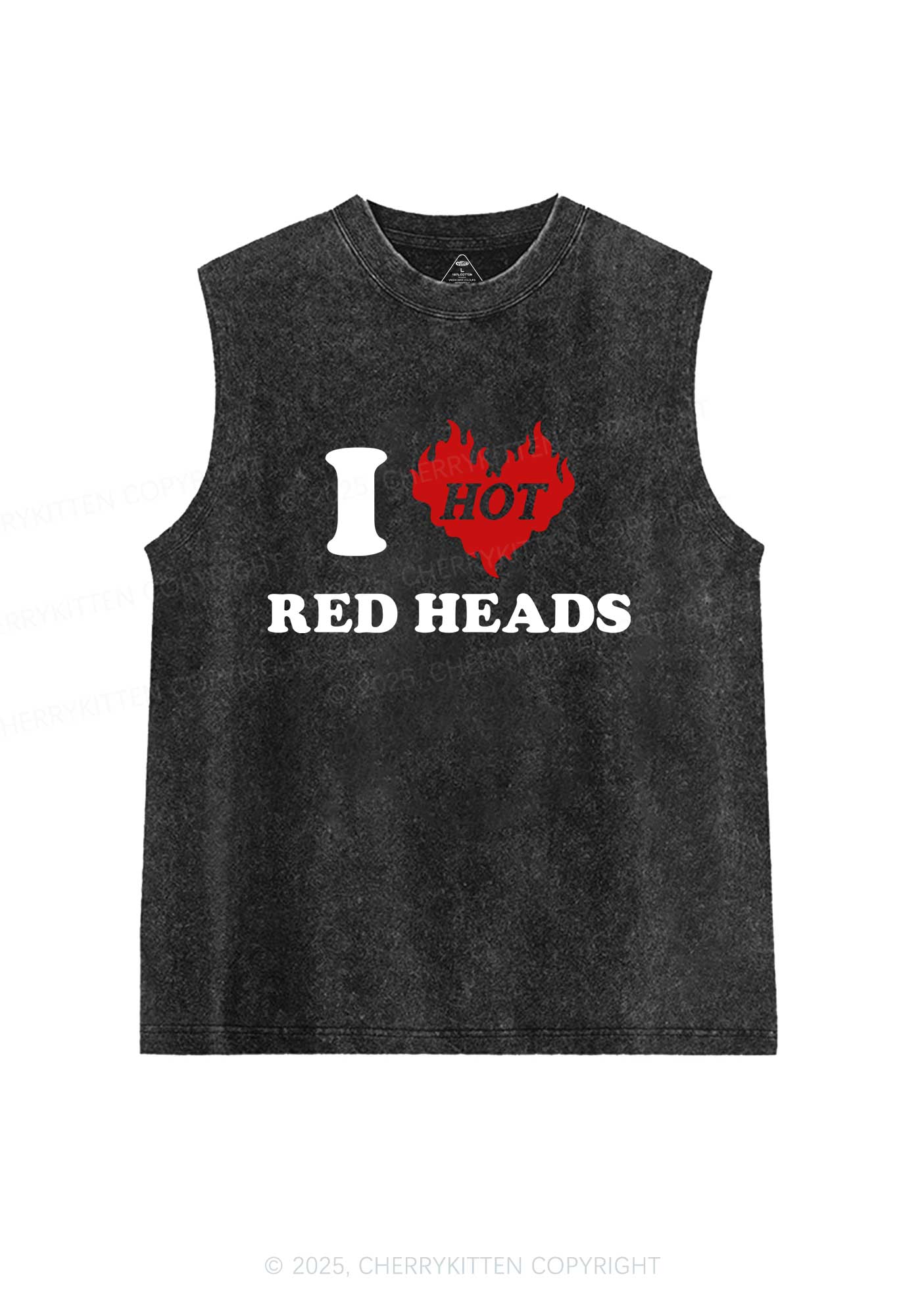 I Love Hot Red Heads Y2K Washed Muscle Tank Cherrykitten