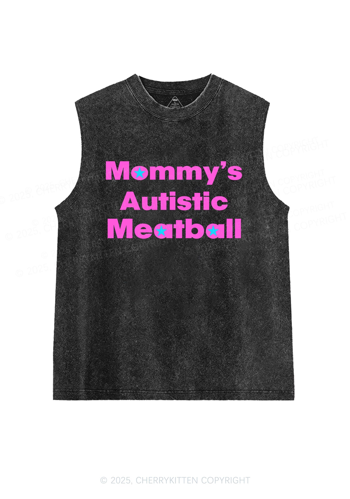 Mommys Autistic Meatball Y2K Washed Muscle Tank Cherrykitten
