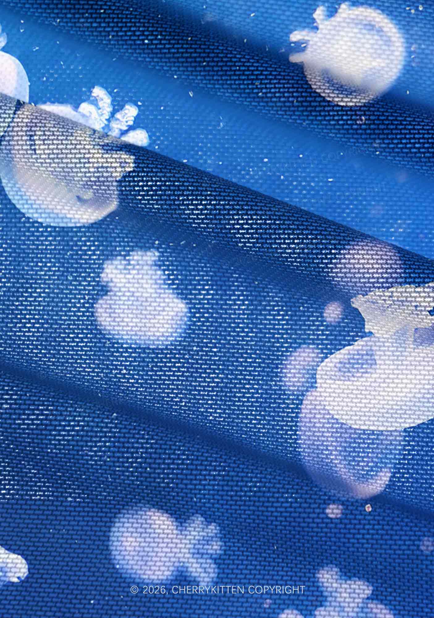 Deep Sea White Jellyfish Y2K Mesh Ruched? Waist??V Neck?Top Cherrykitten