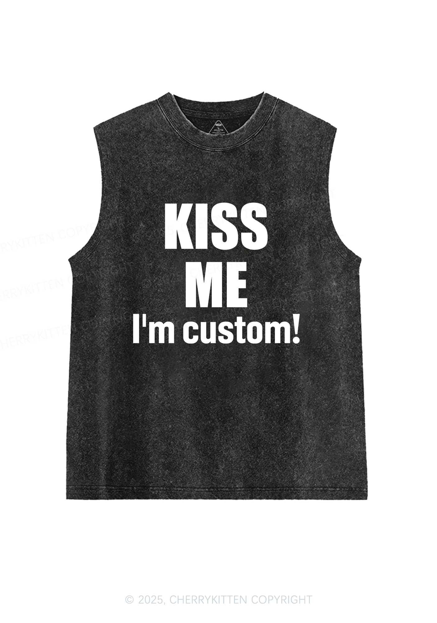 Kiss Me Im Custom Y2K Washed Muscle Tank Cherrykitten