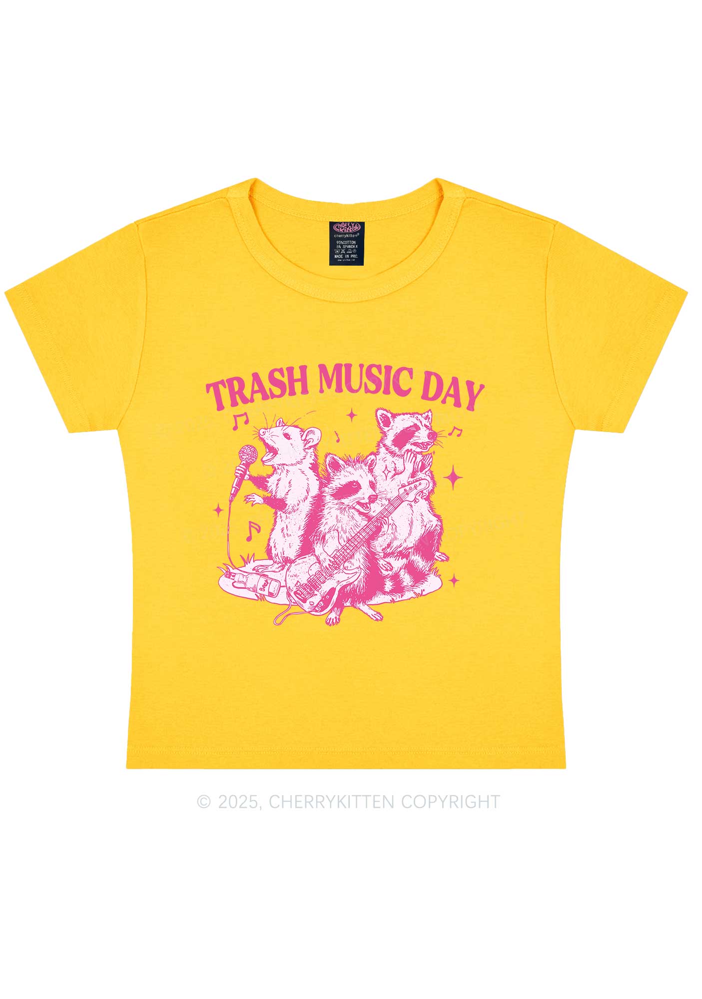 Trash Music Day Y2K Baby Tee Cherrykitten