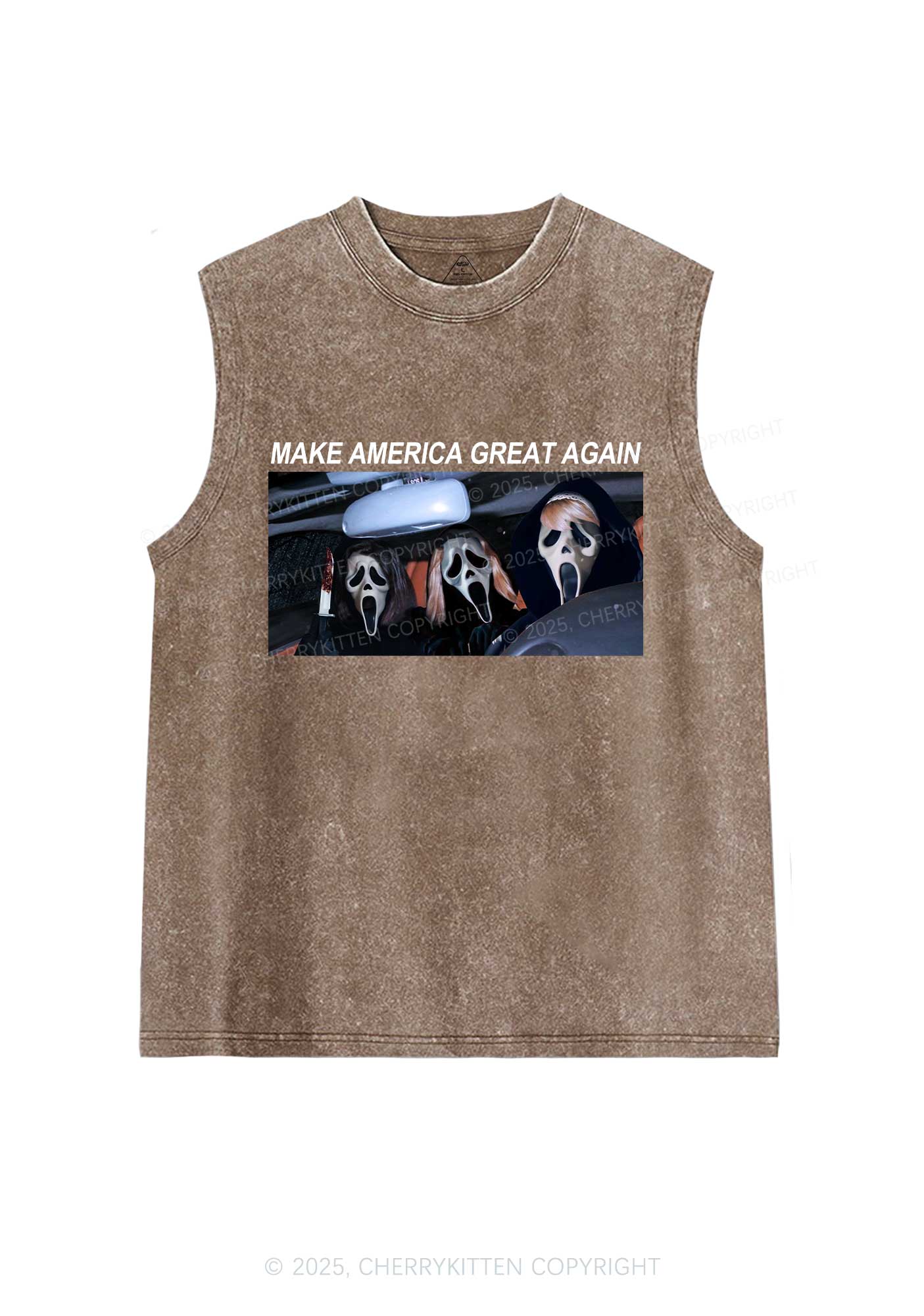 Halloween Ghost Make America Great Again Y2K Washed Muscle Tank Cherrykitten