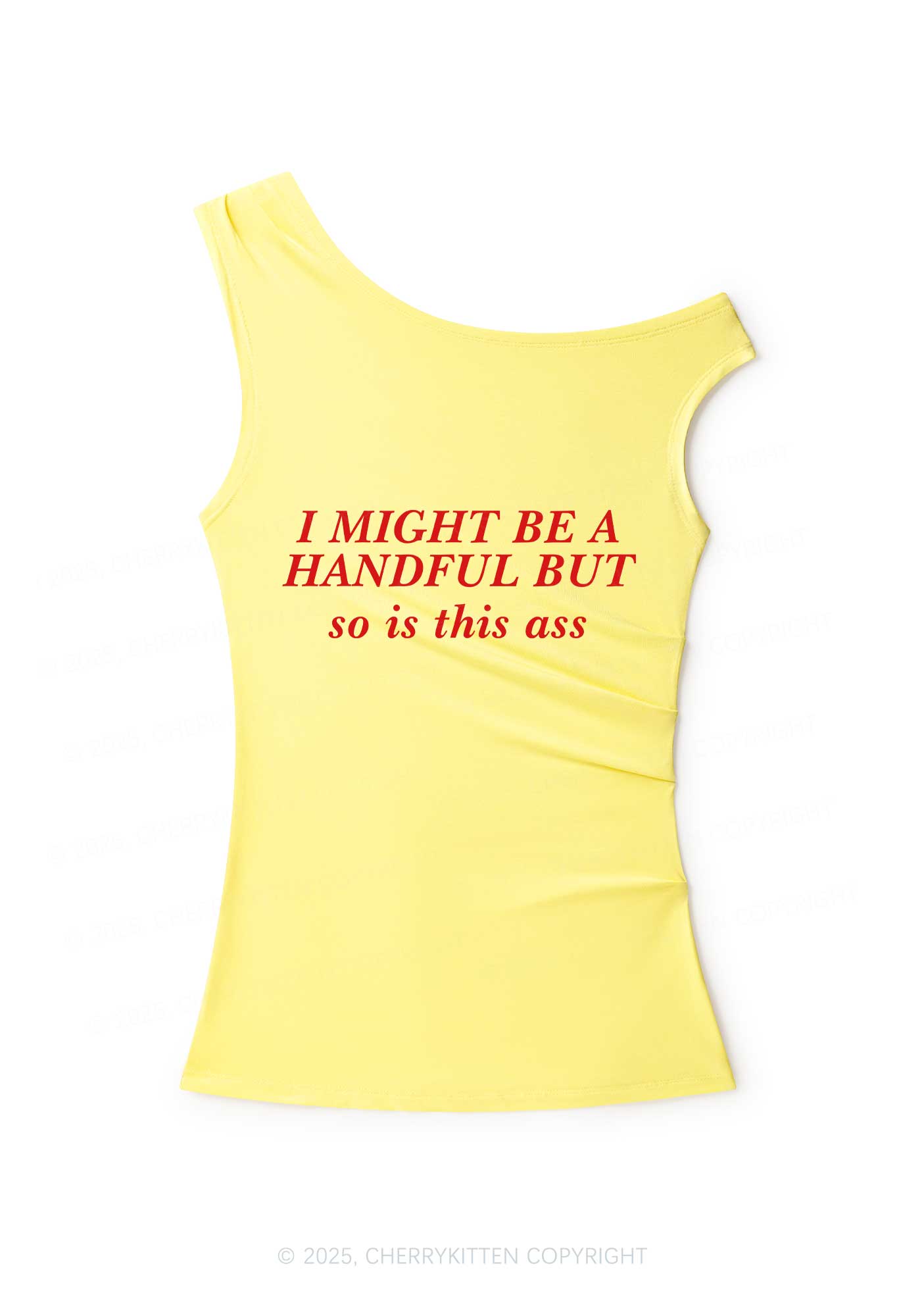 I Might Be Handful Y2K Off Shoulder Tank Top Cherrykitten
