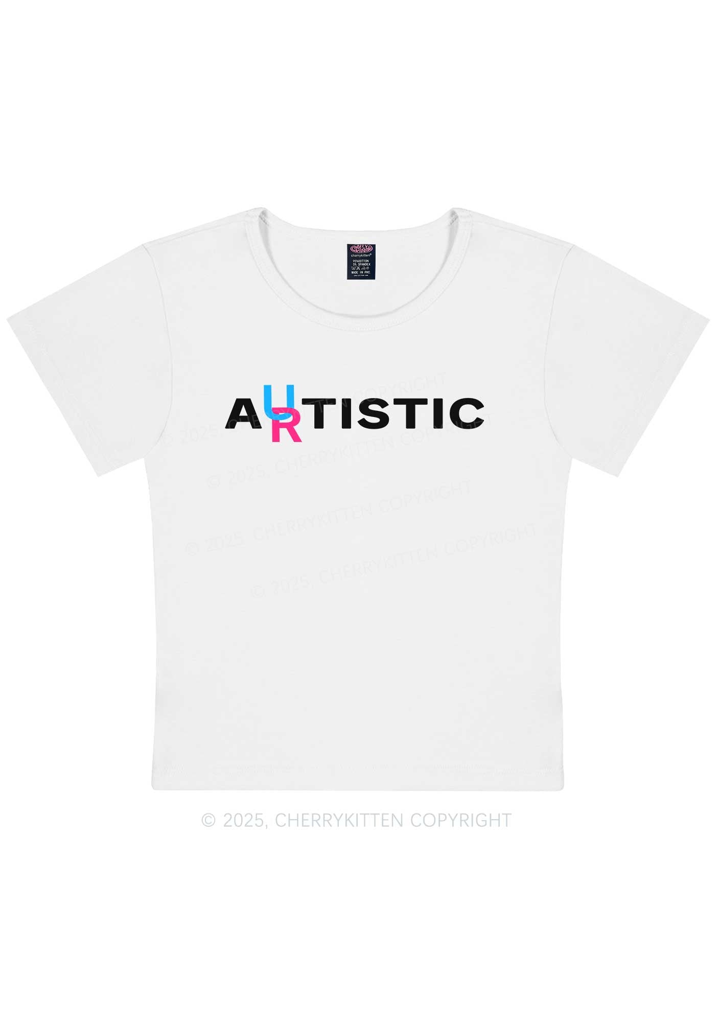Autistic Artistic Y2K Baby Tee Cherrykitten