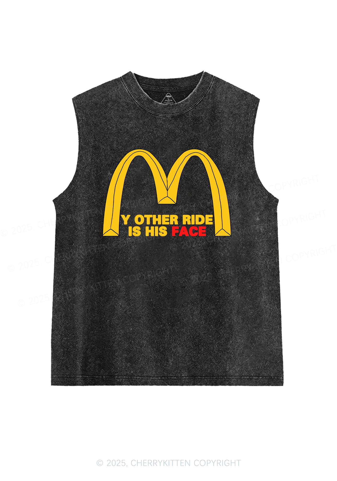 Ride His Face Y2K Washed Muscle Tank Cherrykitten