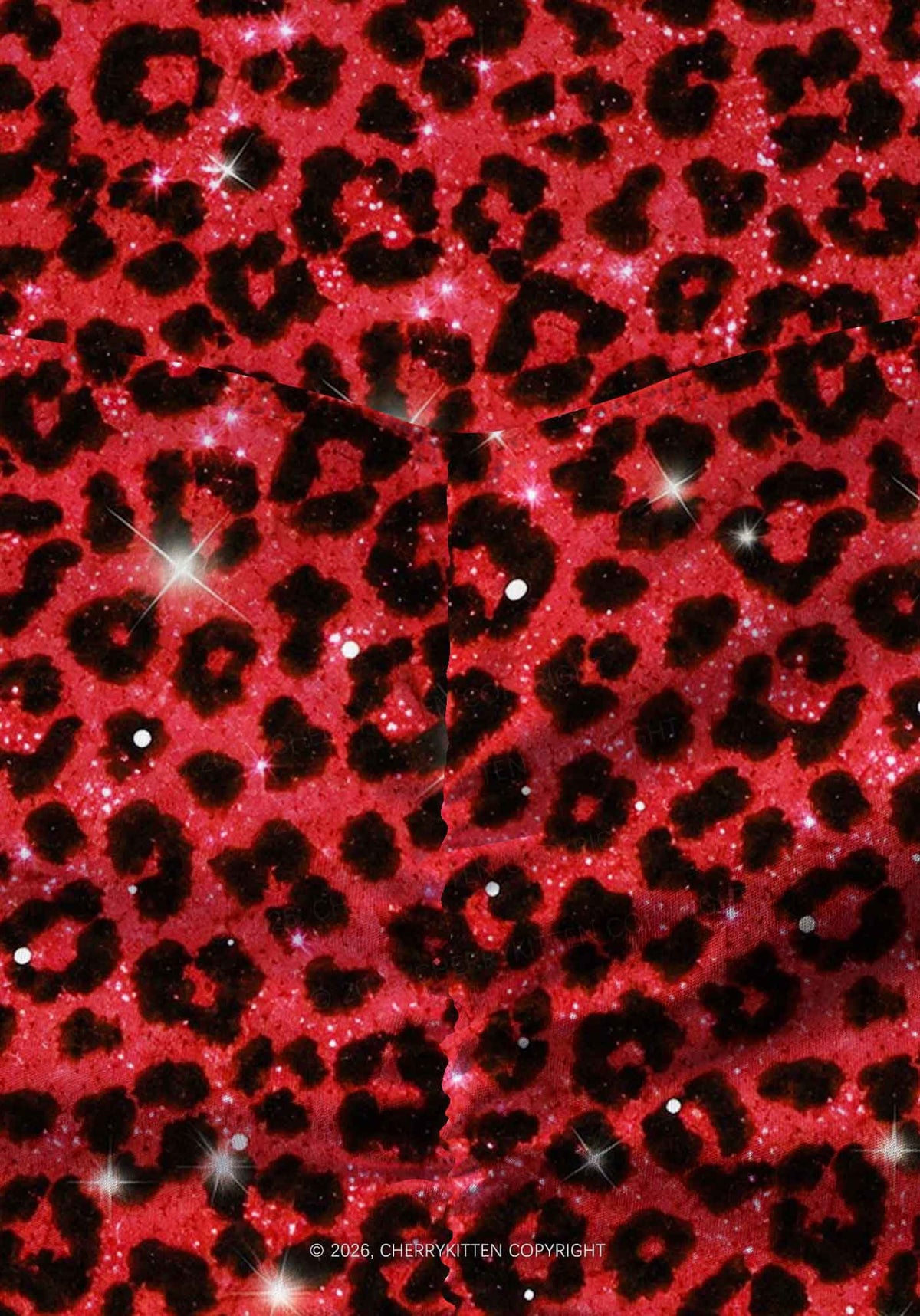 Bright Red Leopard Y2K Print Gym Shorts Cherrykitten