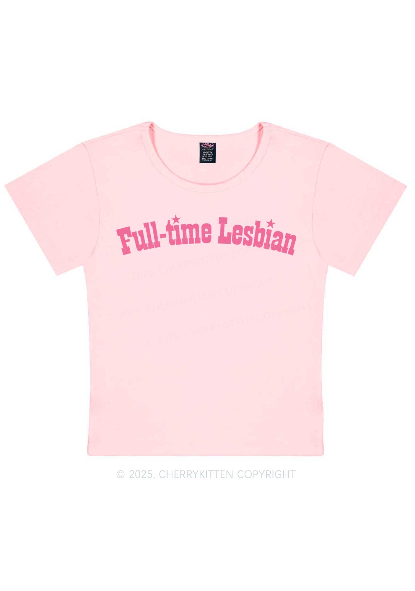 Full Time Lesbian Pride Y2K Baby Tee Cherrykitten