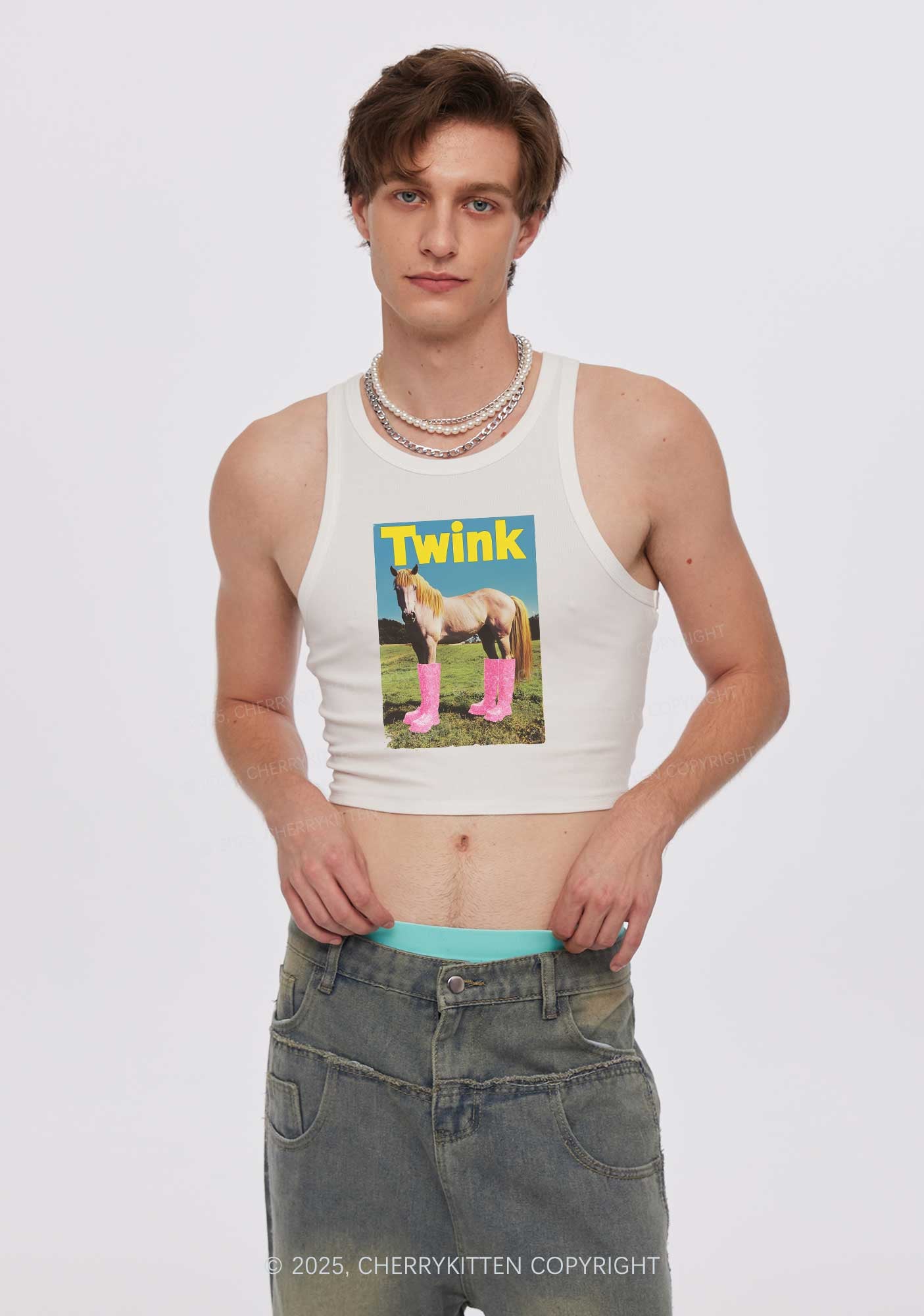 Twink Pony Pride Y2K Crop Tank Top Cherrykitten