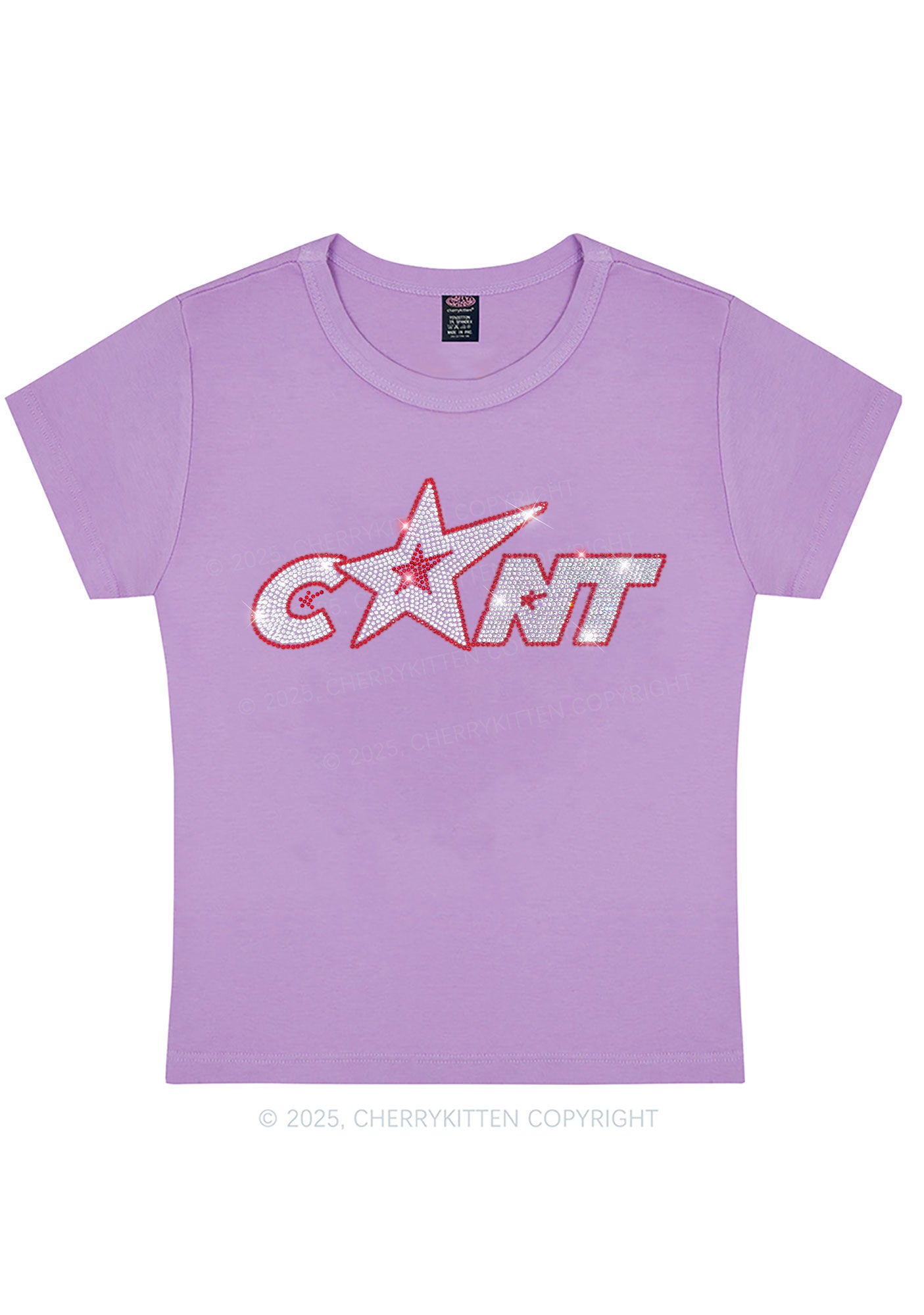 Rhinestone Star Cxxt Y2K Baby Tee Cherrykitten