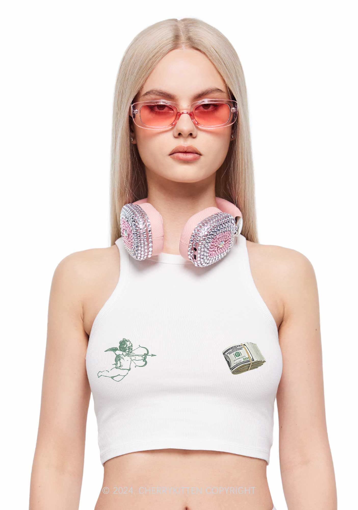 Cupid Cash Y2K Valentine's Day Crop Tank Top Cherrykitten