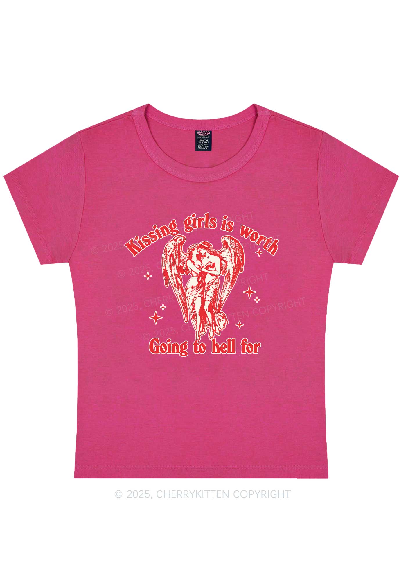 Kissing Girls To Hell Pride Y2K Baby Tee Cherrykitten