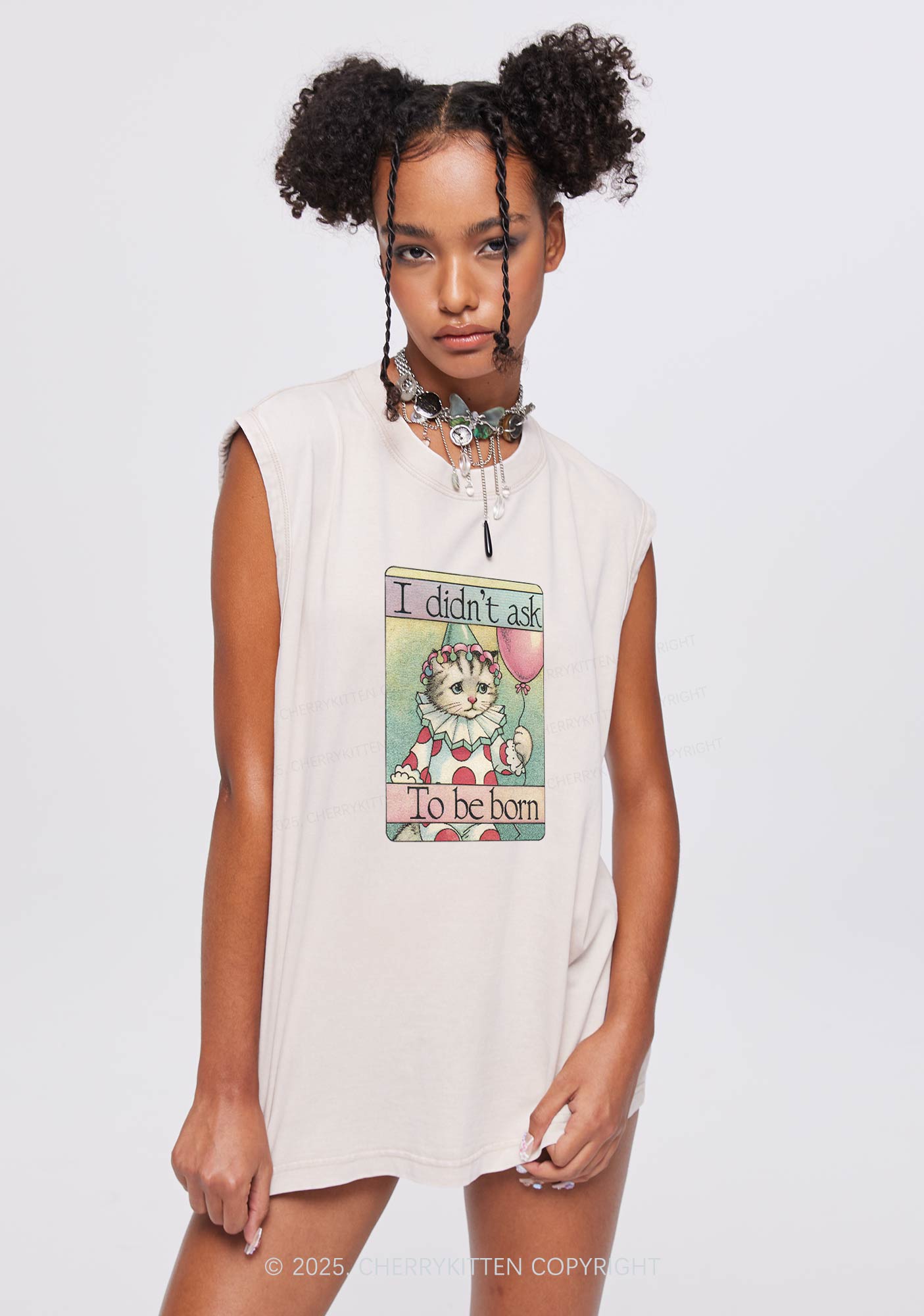 Didnt Ask To Be Born Y2K Washed Tank Cherrykitten