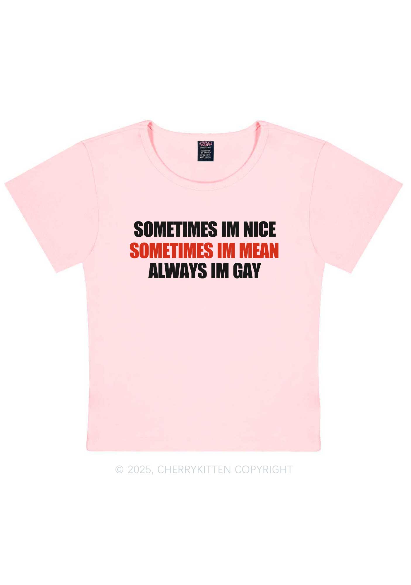 Sometimes Im Mean Y2K Baby Tee Cherrykitten