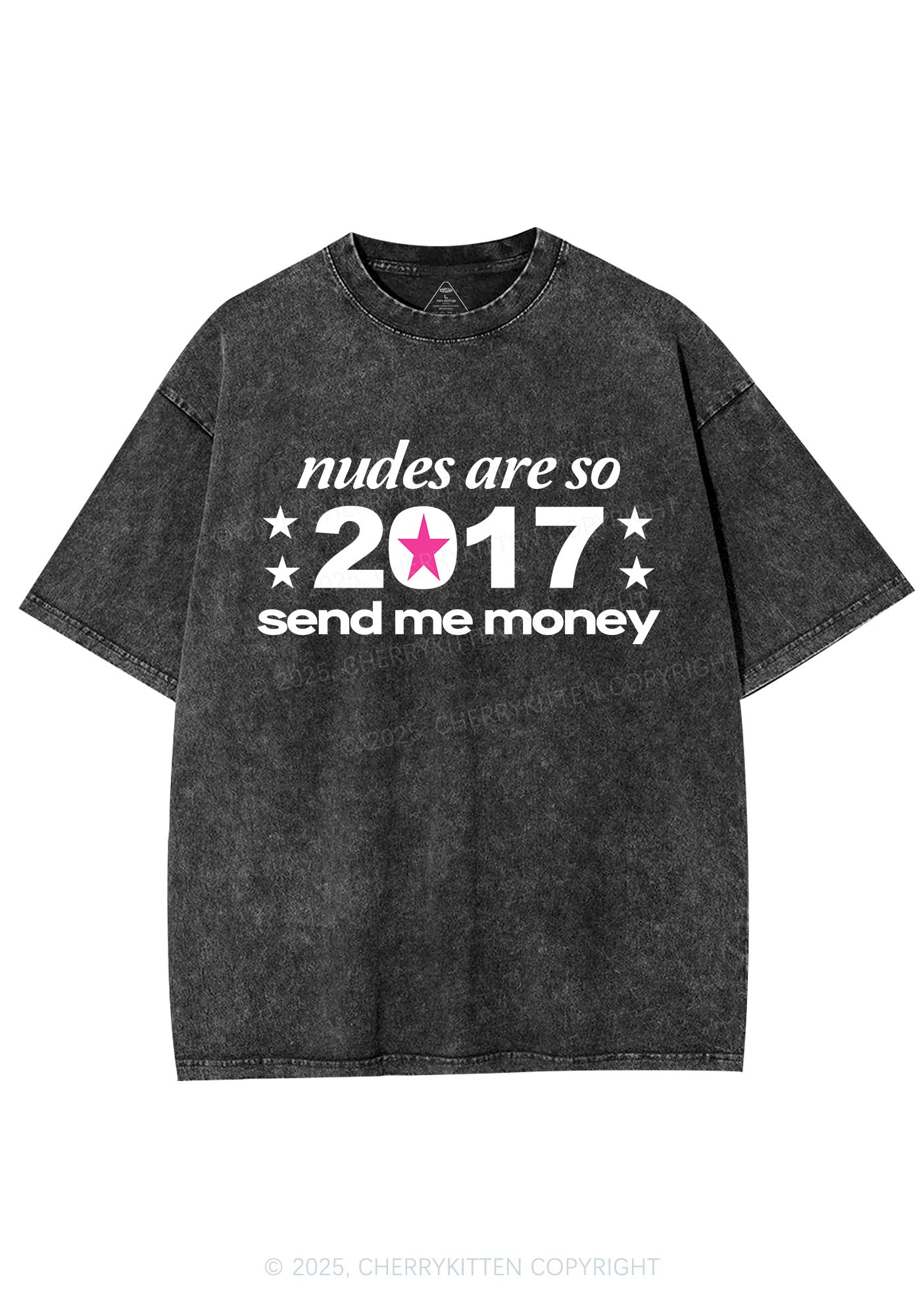 Nxdes Send Me Money Y2K Shirts Washed Tee Cherrykitten